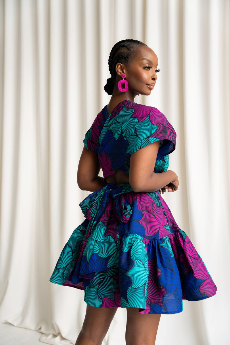 ZURI African Print Flair Mini Infinity dress