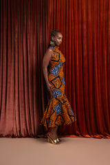 ZEZE African Print Maxi Mock Neck Dress