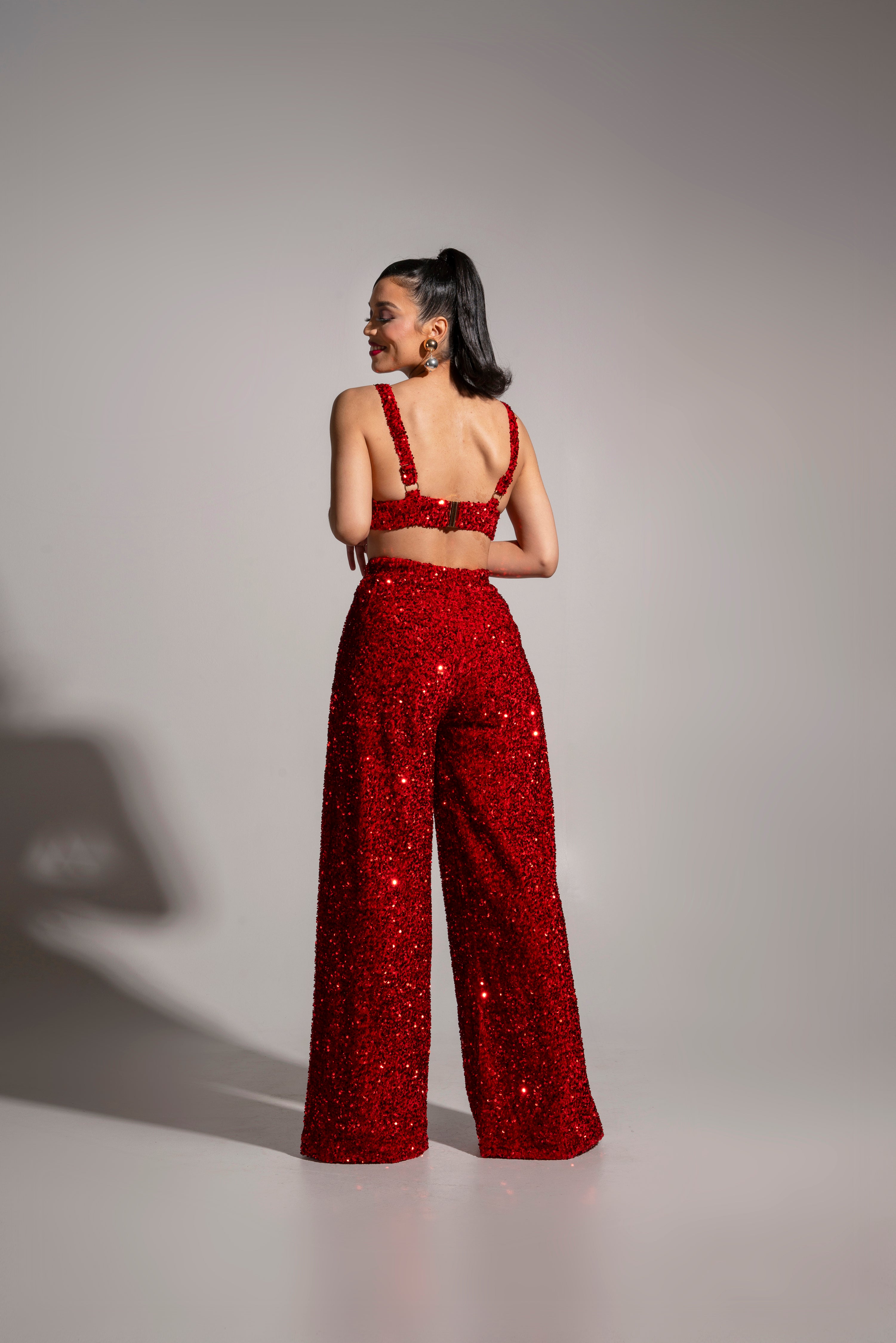 LIZA Sequin Pants in RUBY – OFUURE