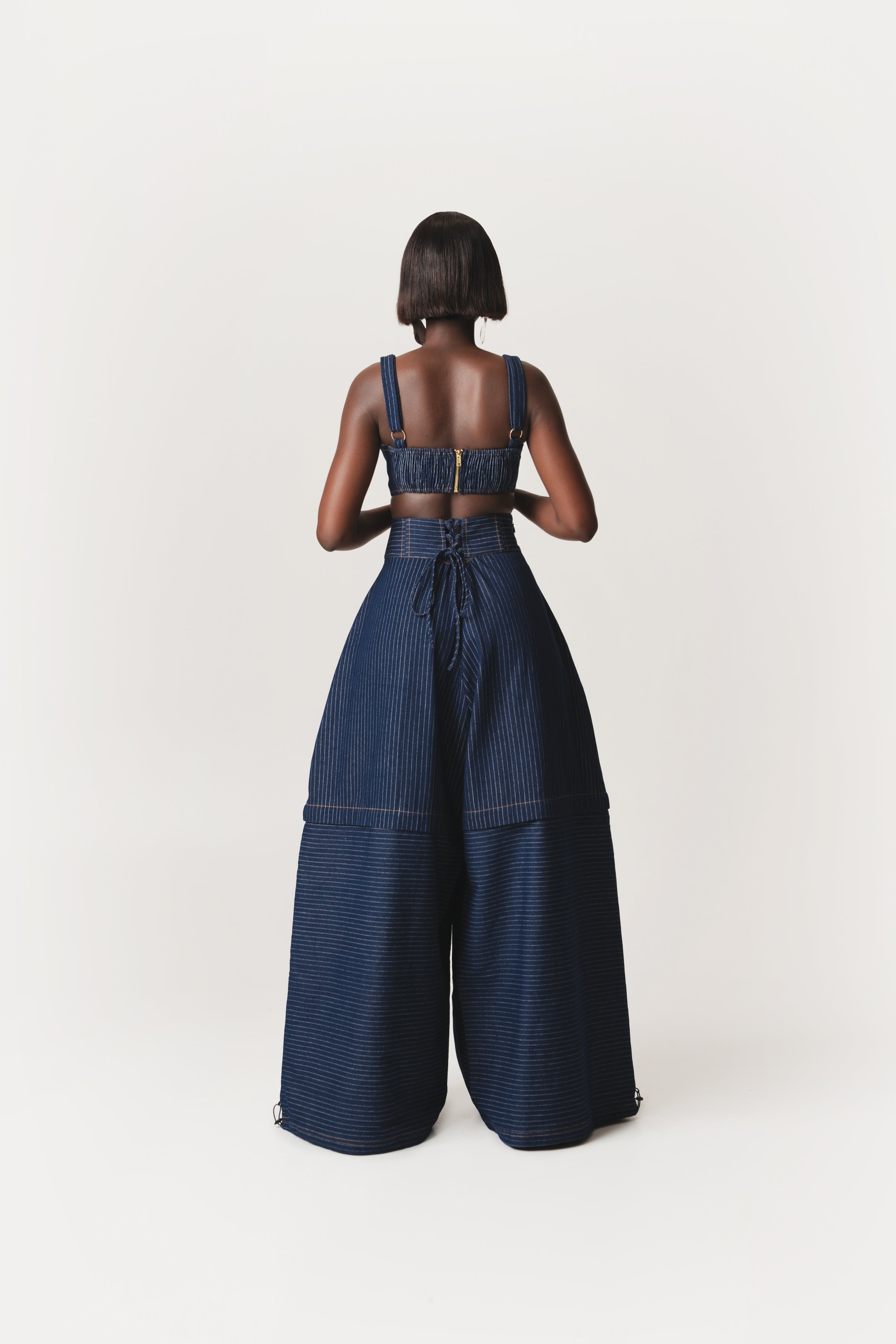 Denim Pinstripe SHANI Pants – OFUURE
