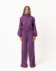 PURPLE QUEEN Plush fleece Crop Pullover