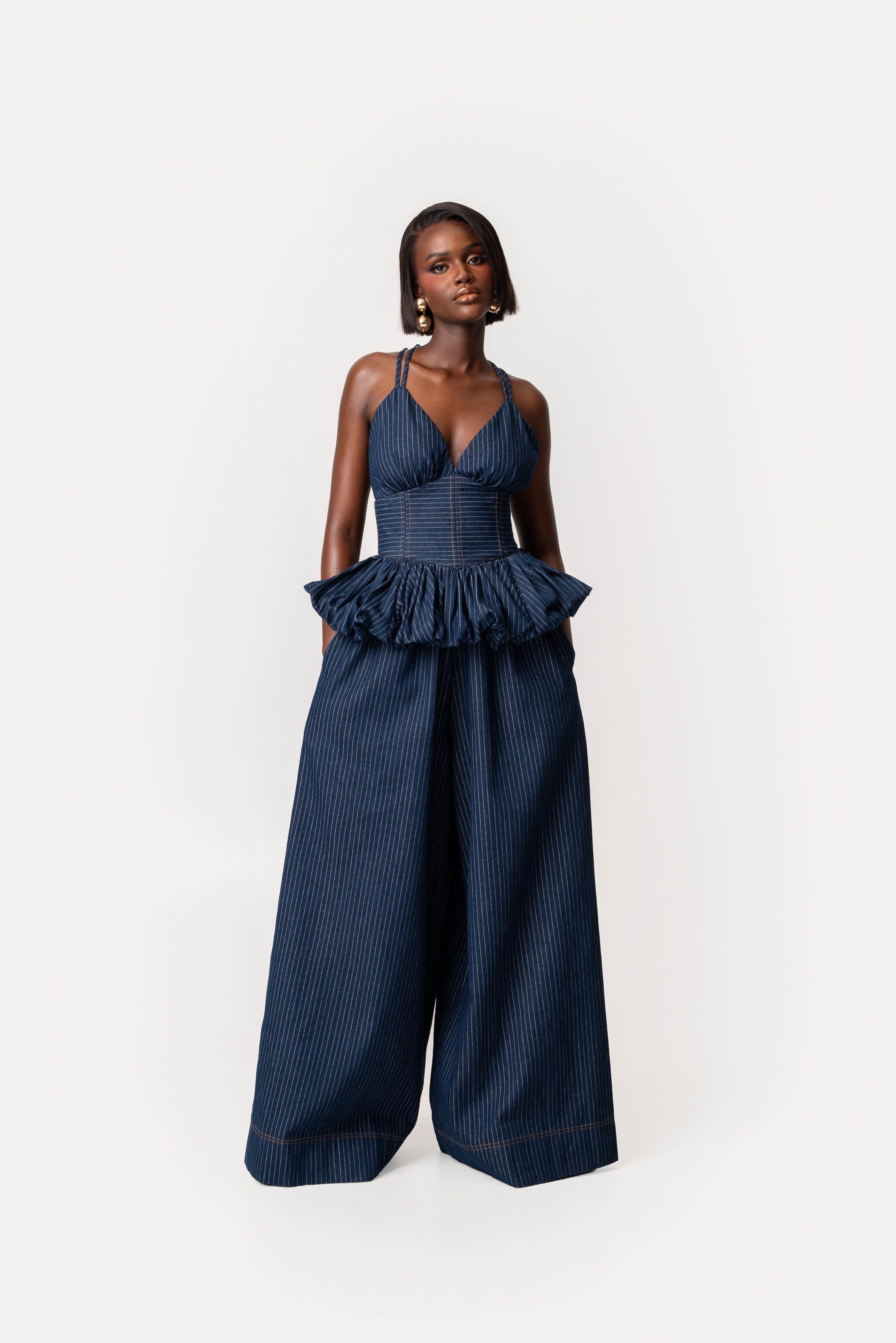 Denim Pinstripe AMARA Pants – OFUURE
