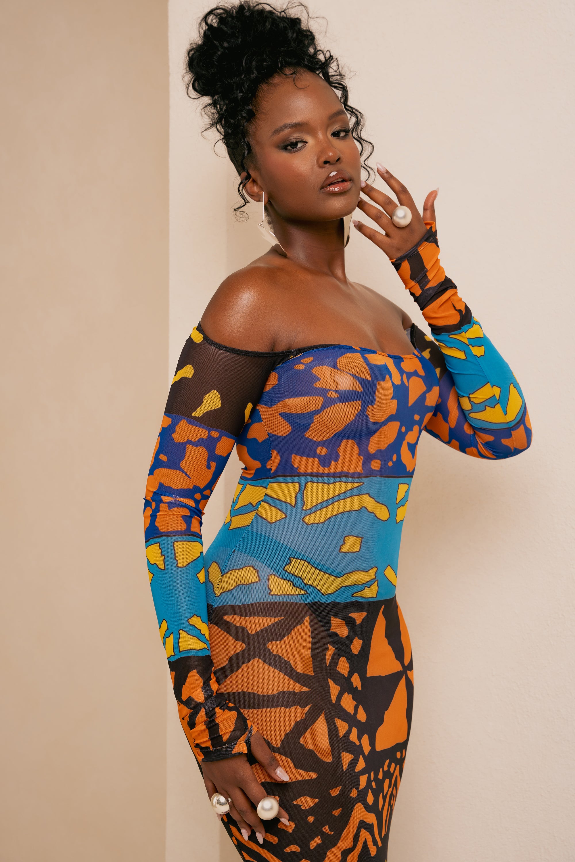 african dress off shoulder IDIA AFRICAN PRINT OFF SHOULDER MIDI DRESS