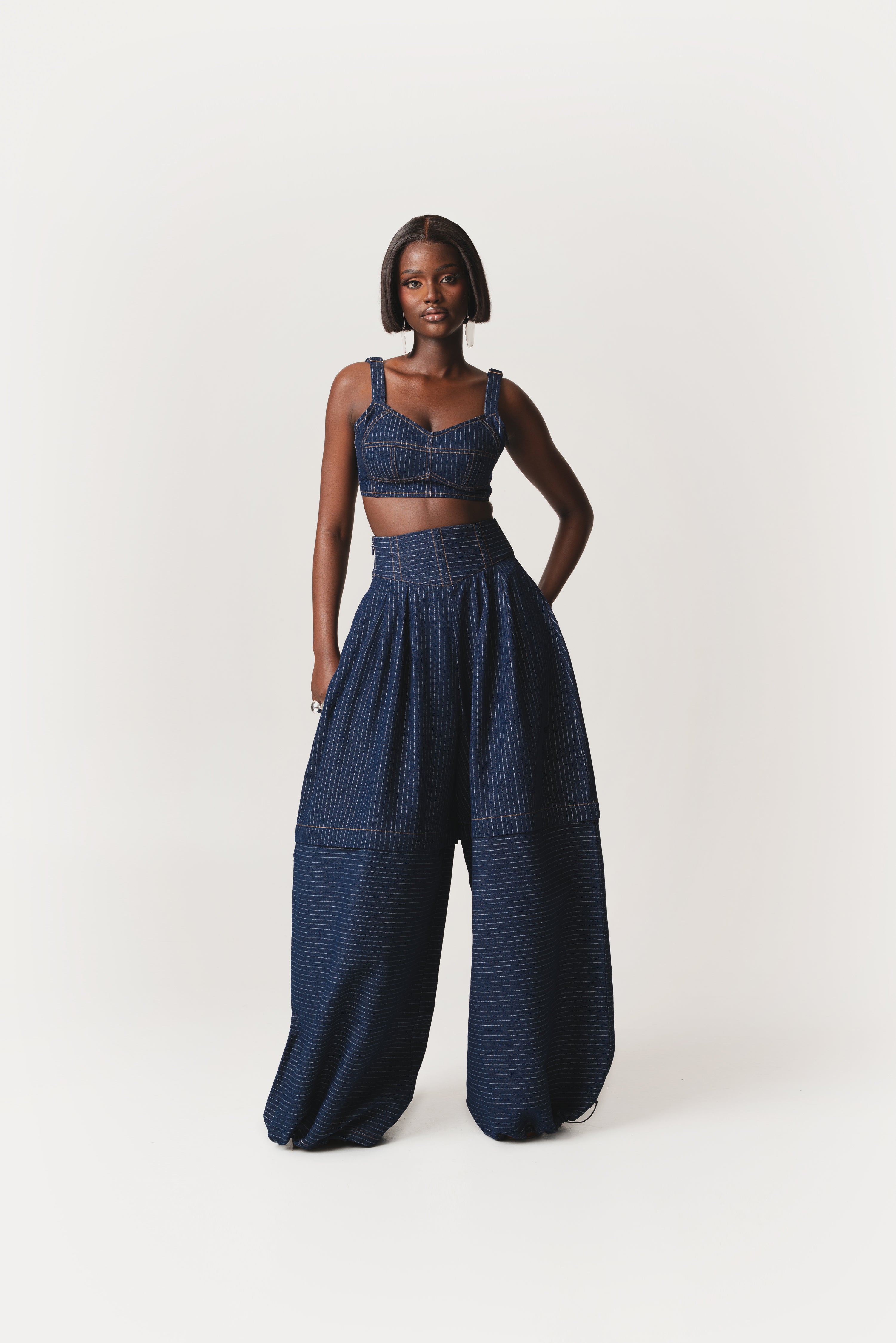 willow pants ヘリンボーン NEAT Derby oneita Denim Pinstripe SHANI Pants – OFUURE