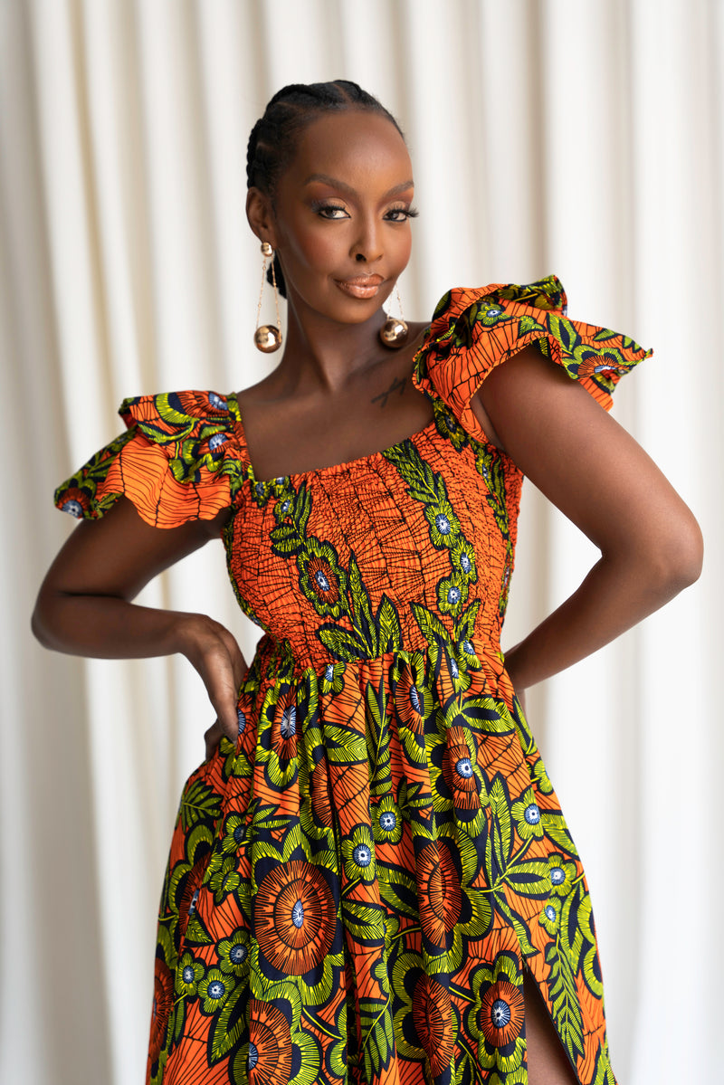 Short ruffle sleeve dress sale