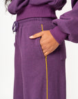 PURPLE QUEEN Plush fleece Crop Pullover