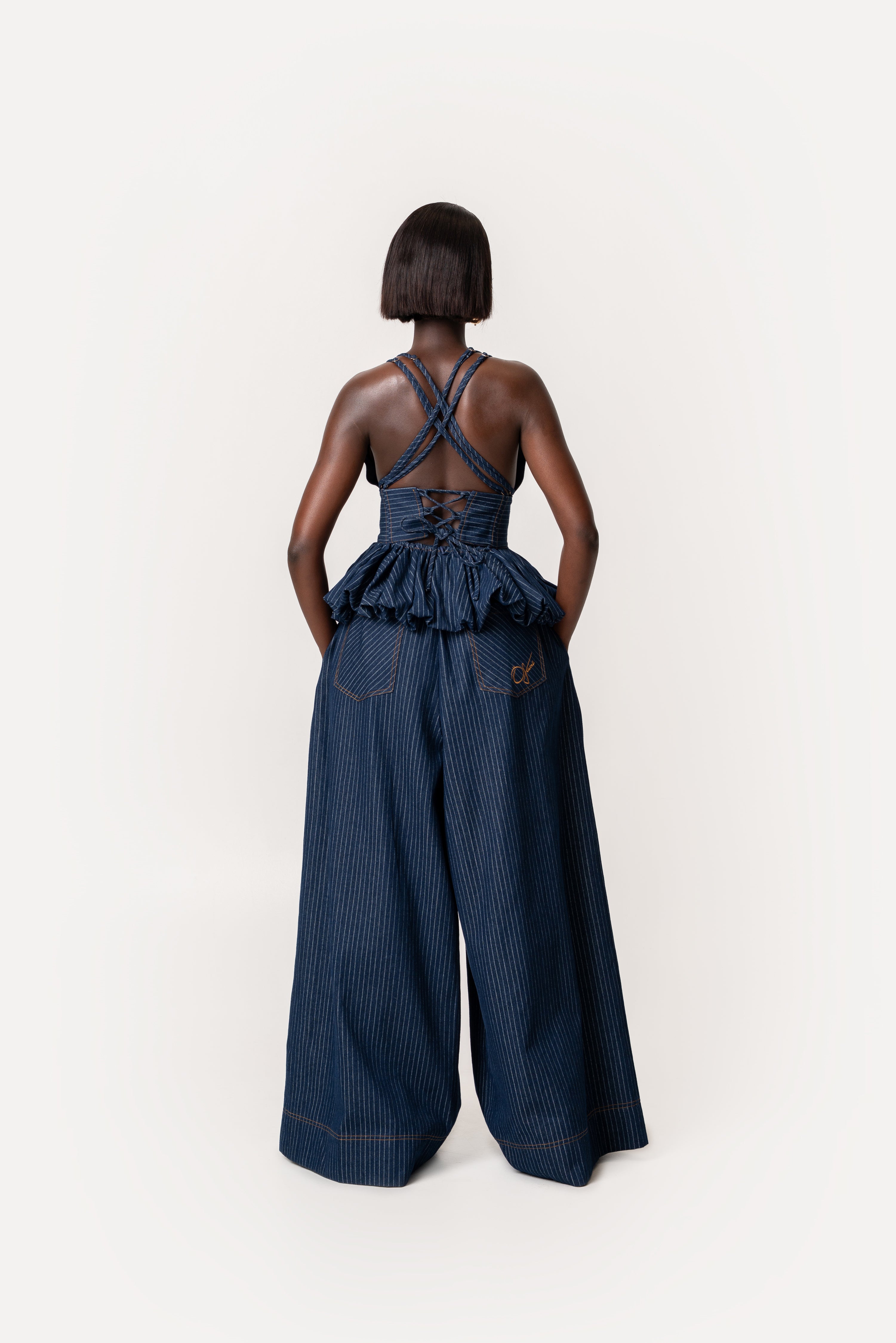Denim Pinstripe AMARA Pants – OFUURE