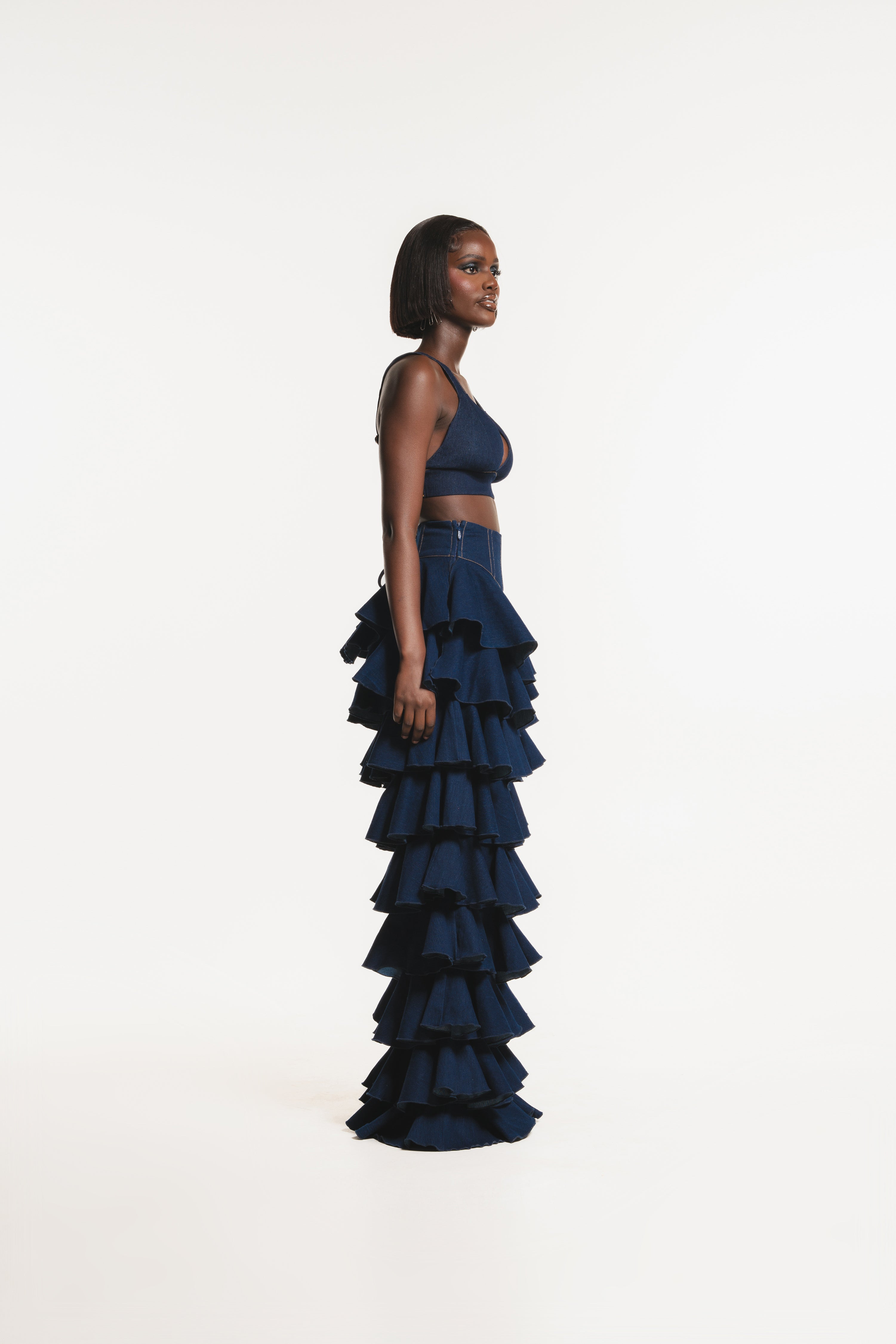 Denim DARIA Ruffle Pants – OFUURE
