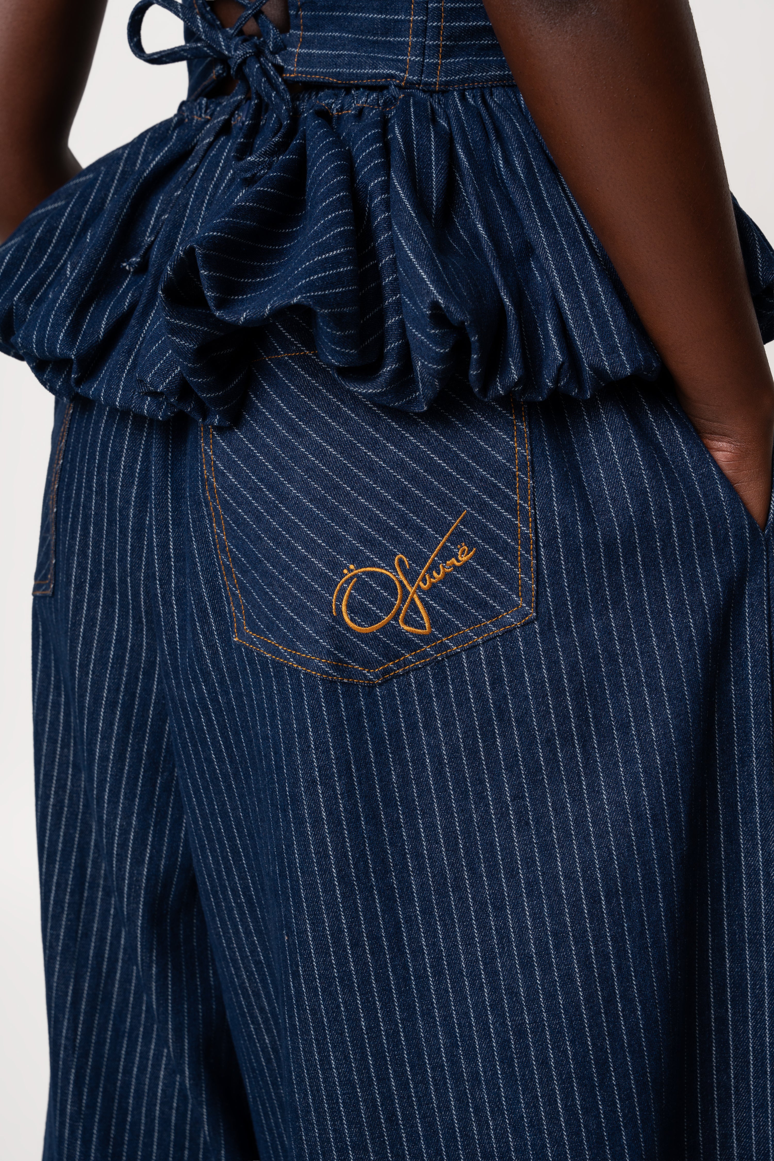 Denim Pinstripe AMARA Pants – OFUURE