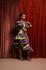 FEMI African Print Layered Ruffle sleeve Crop Top