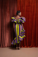 FEMI African Print Ruffle Hi-low Skirt