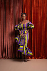 FEMI African Print Ruffle Hi-low Skirt