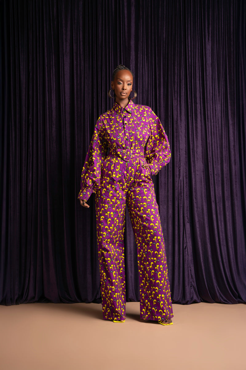 REMA African print long sleeve jumpsuit