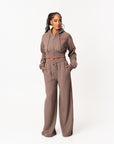 ASH BROWN QUEEN Plush fleece Crop Hoodie