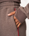 ASH BROWN QUEEN Plush fleece Crop Hoodie