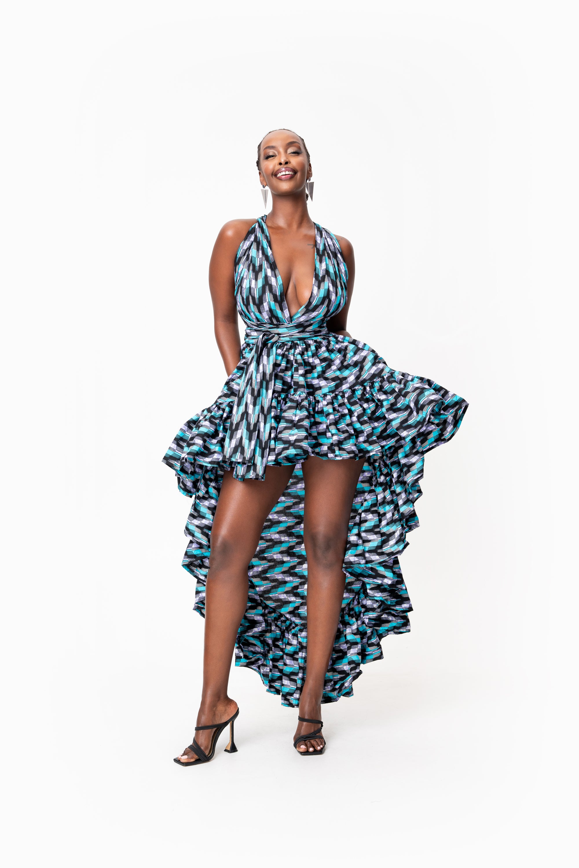 LINA African Print Hi-low Infinity Dress OFUURE LINA African Print Hi-low Infinity Dress OFUURE