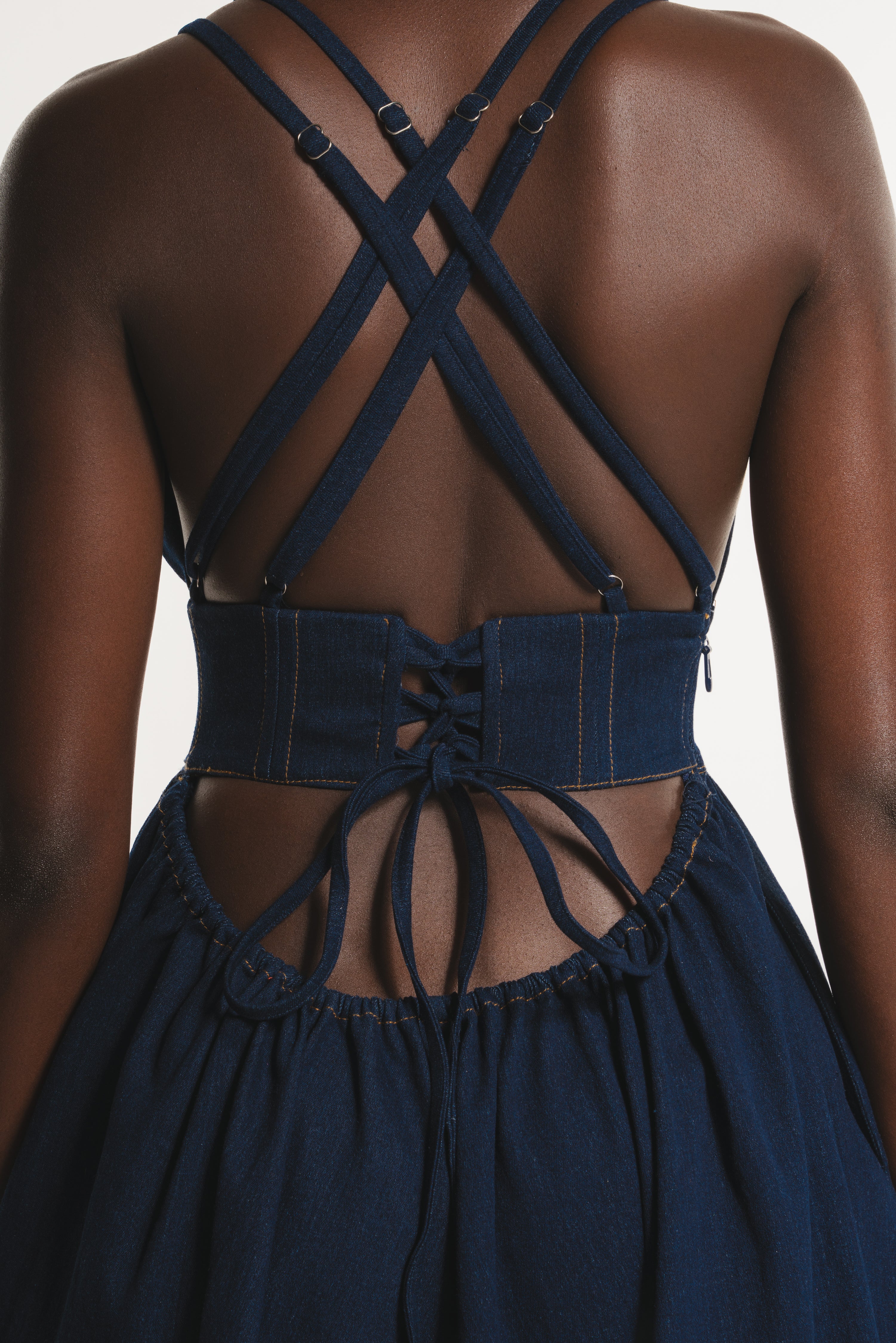 Denim ADELE Maxi Dress – OFUURE
