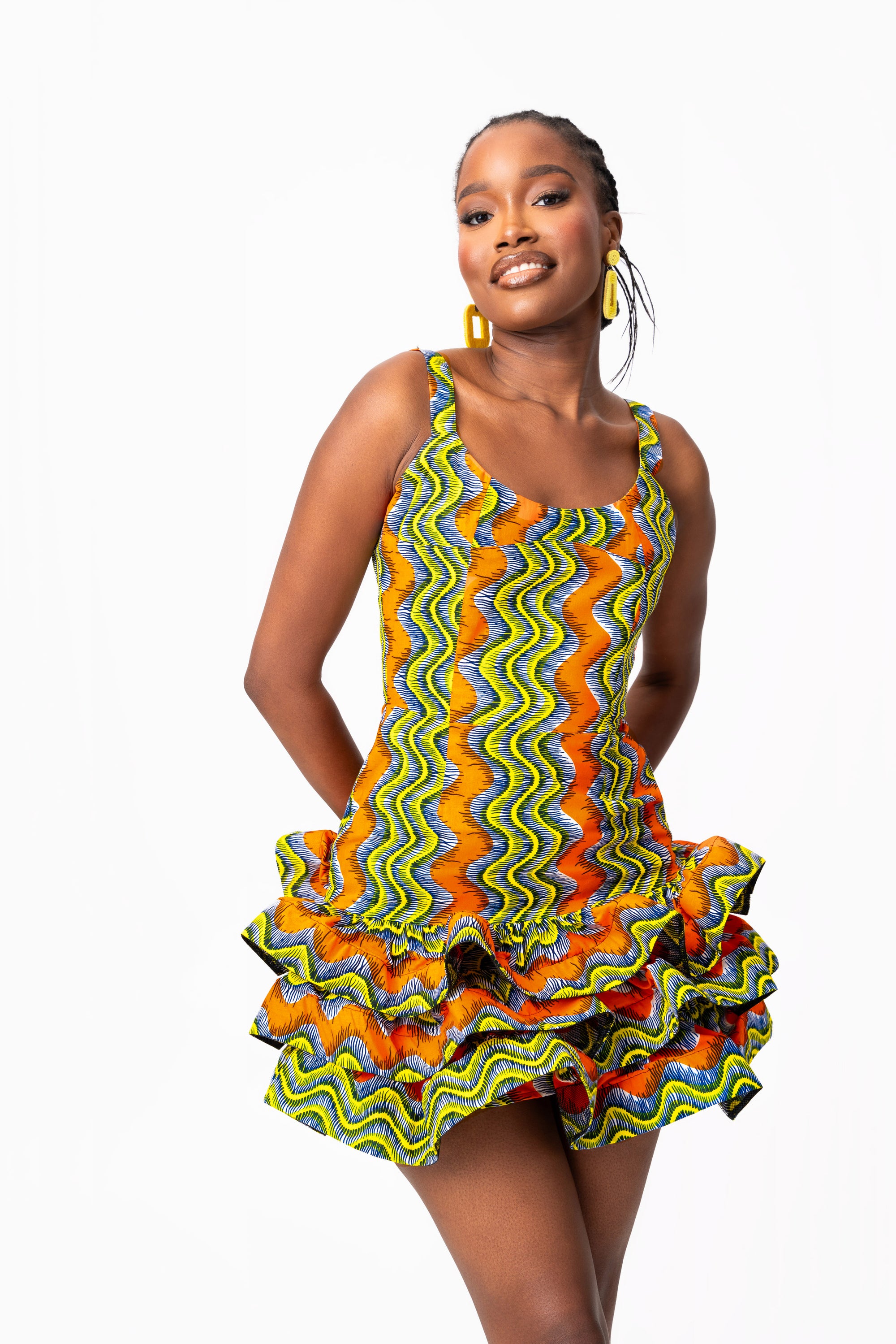TANI African Print Corset Layered Mini Dress OFUURE TANI African Print Corset Layered Mini Dress OFUURE