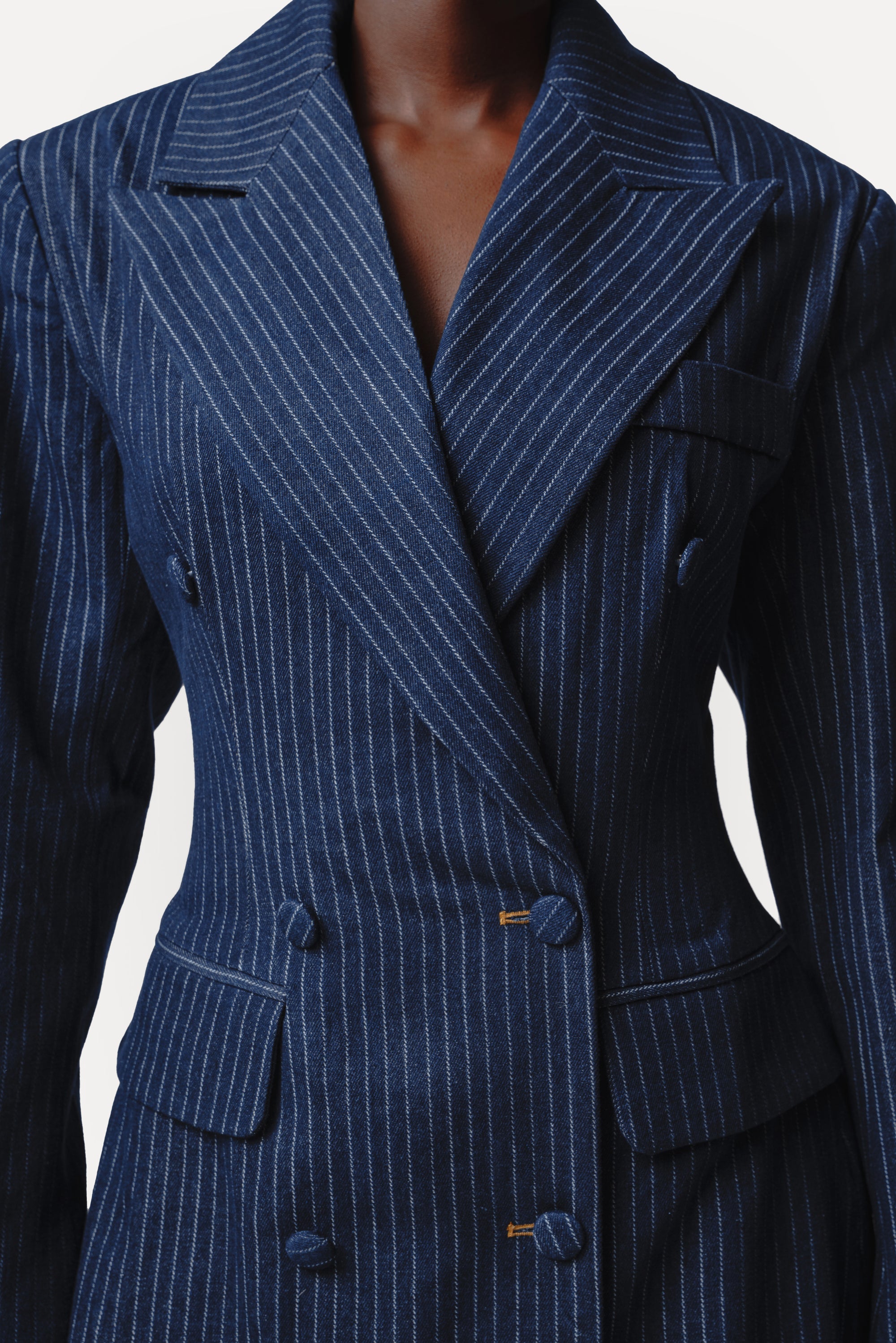 Denim Pinstripe EDEN Long jacket