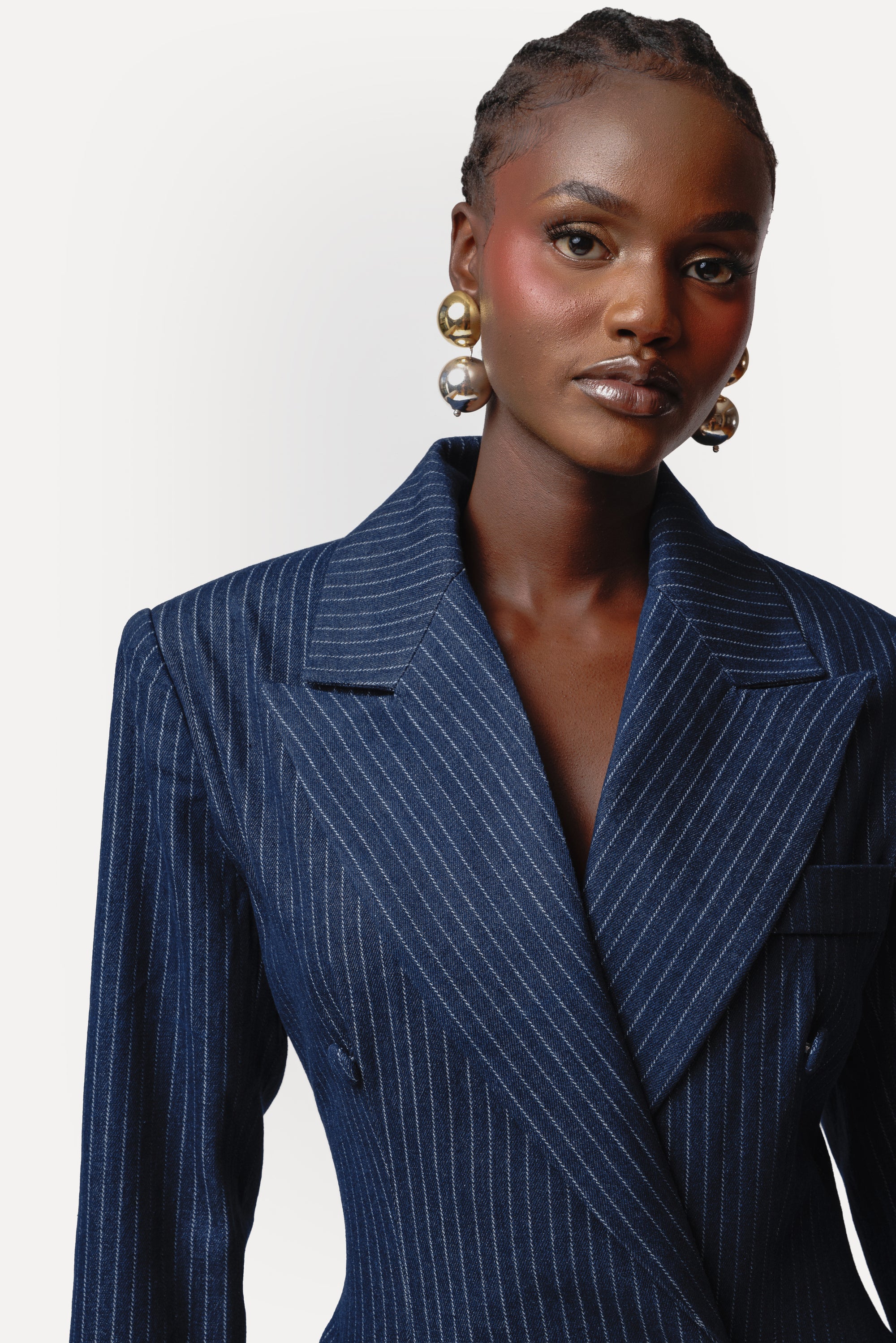 Denim Pinstripe EDEN Long jacket