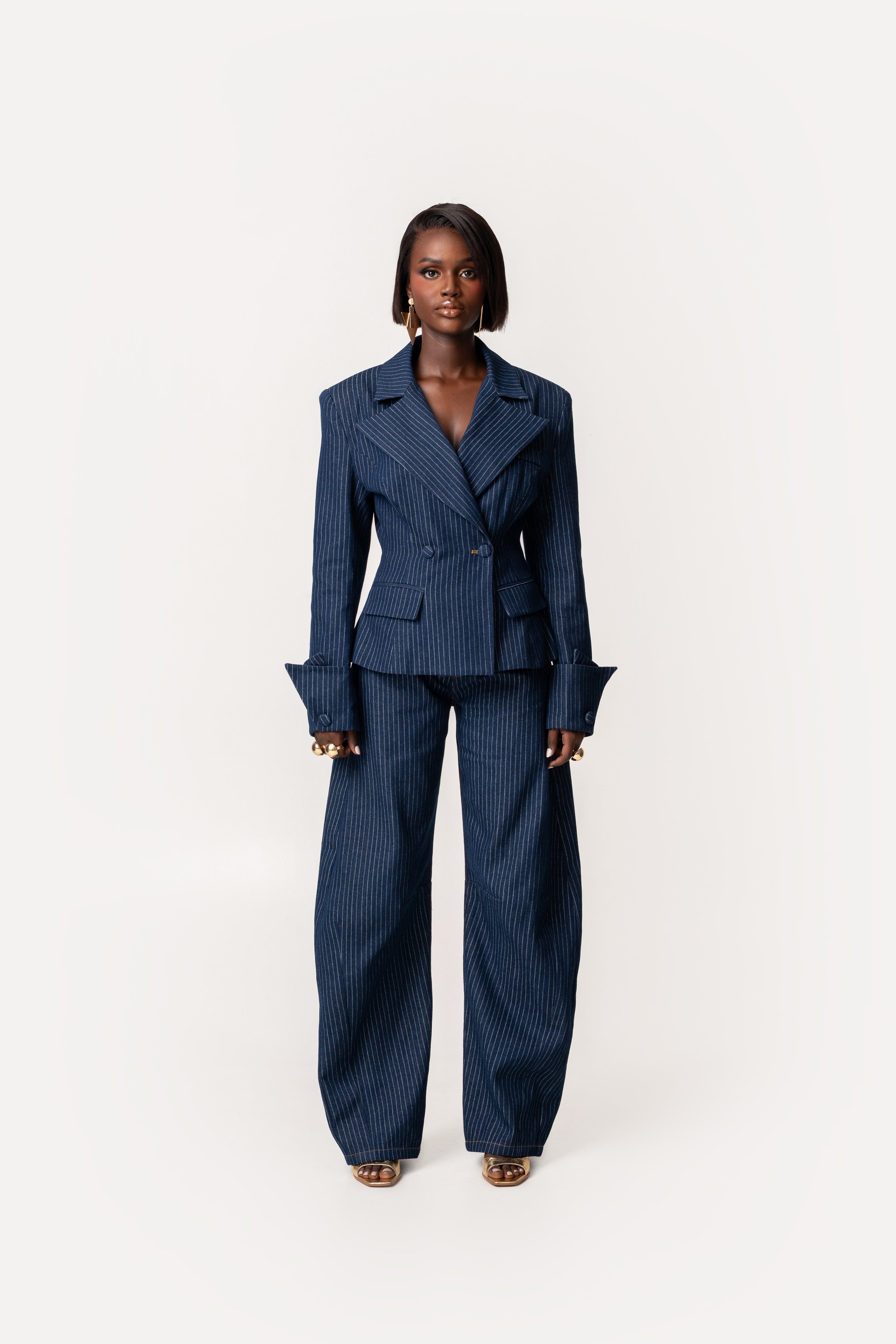 Denim Pinstripe KAIA Blazer – OFUURE