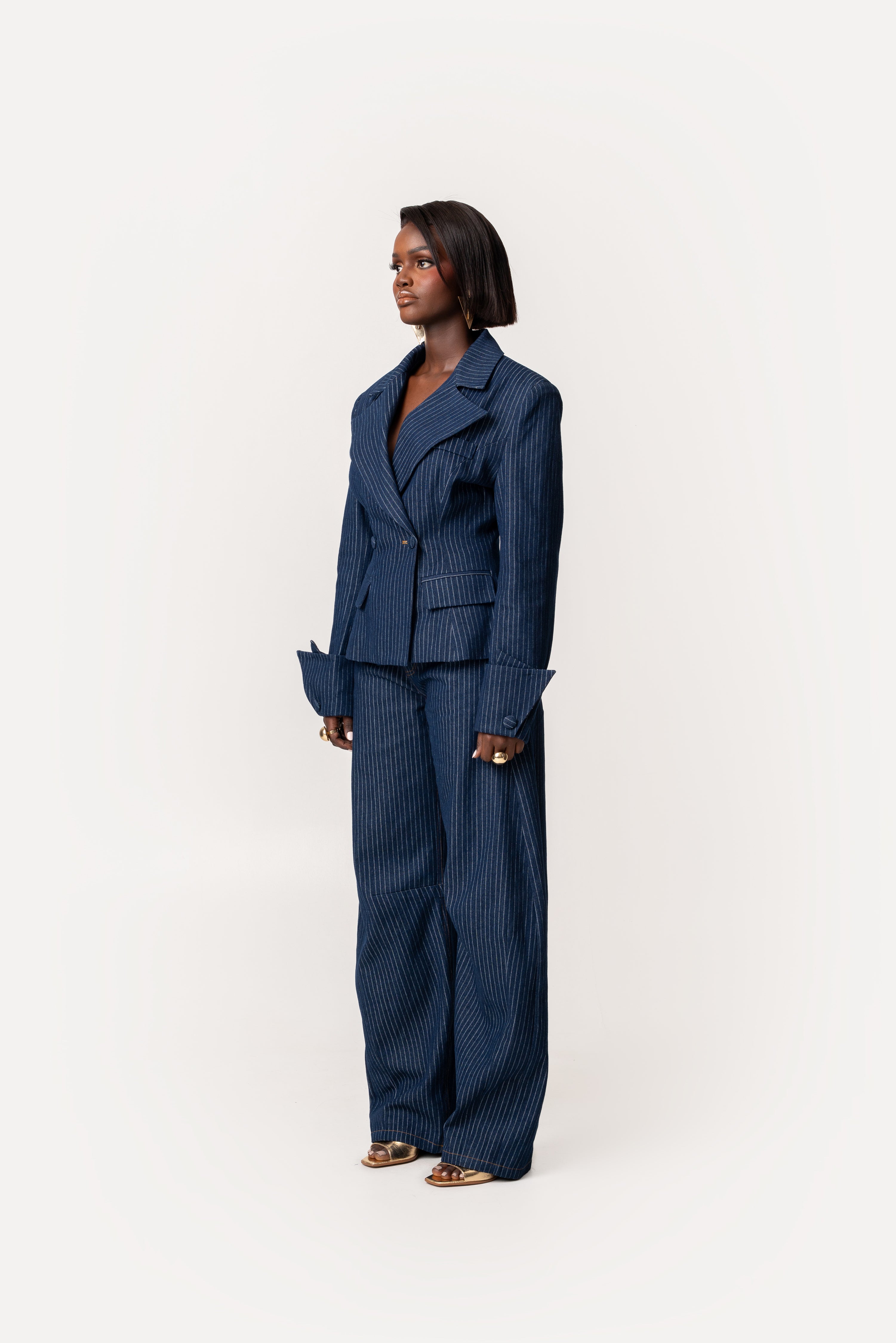 Denim Pinstripe KAIA Blazer – OFUURE