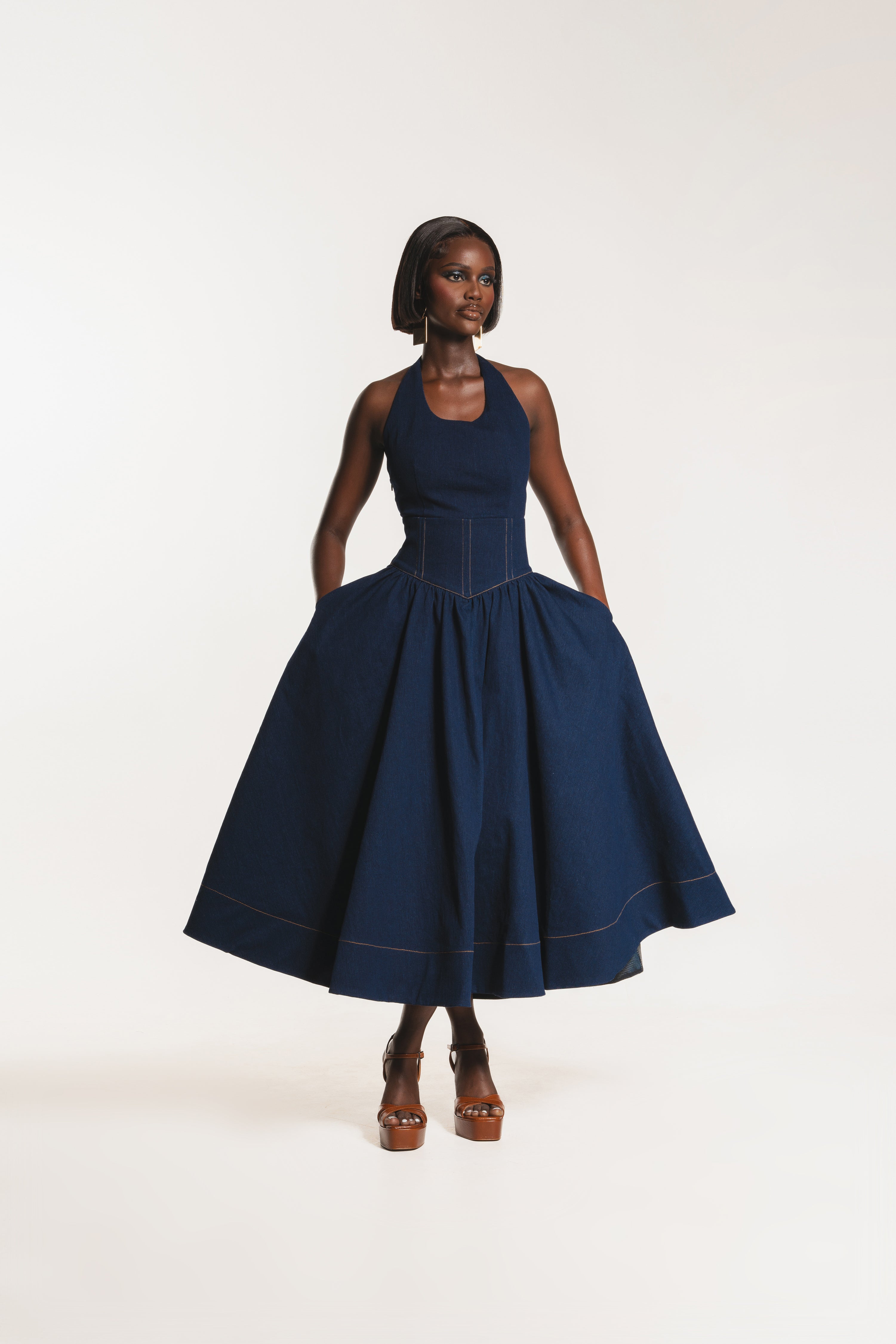 Denim DIANE Midi Dress – OFUURE