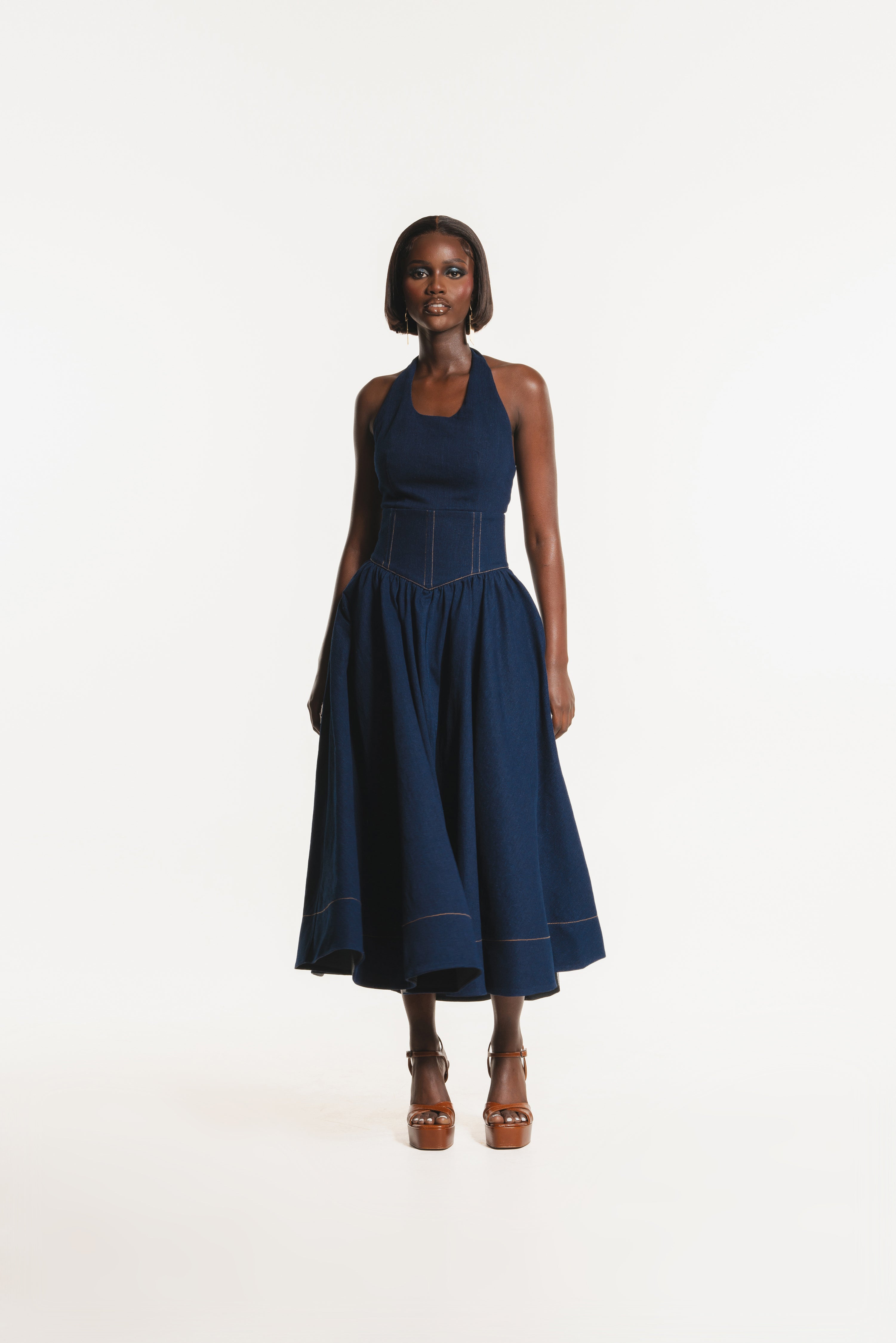 Denim DIANE Midi Dress – OFUURE