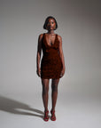 LEILA Mini Sequin Dress in BRONZITE