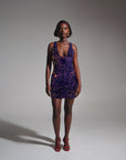 LEILA Mini Sequin Dress in TANZANITE