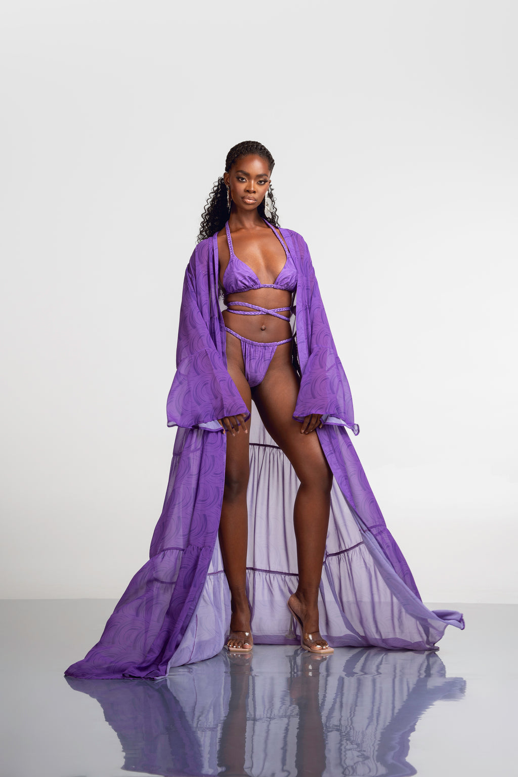 Long sleeve chiffon kimono clearance