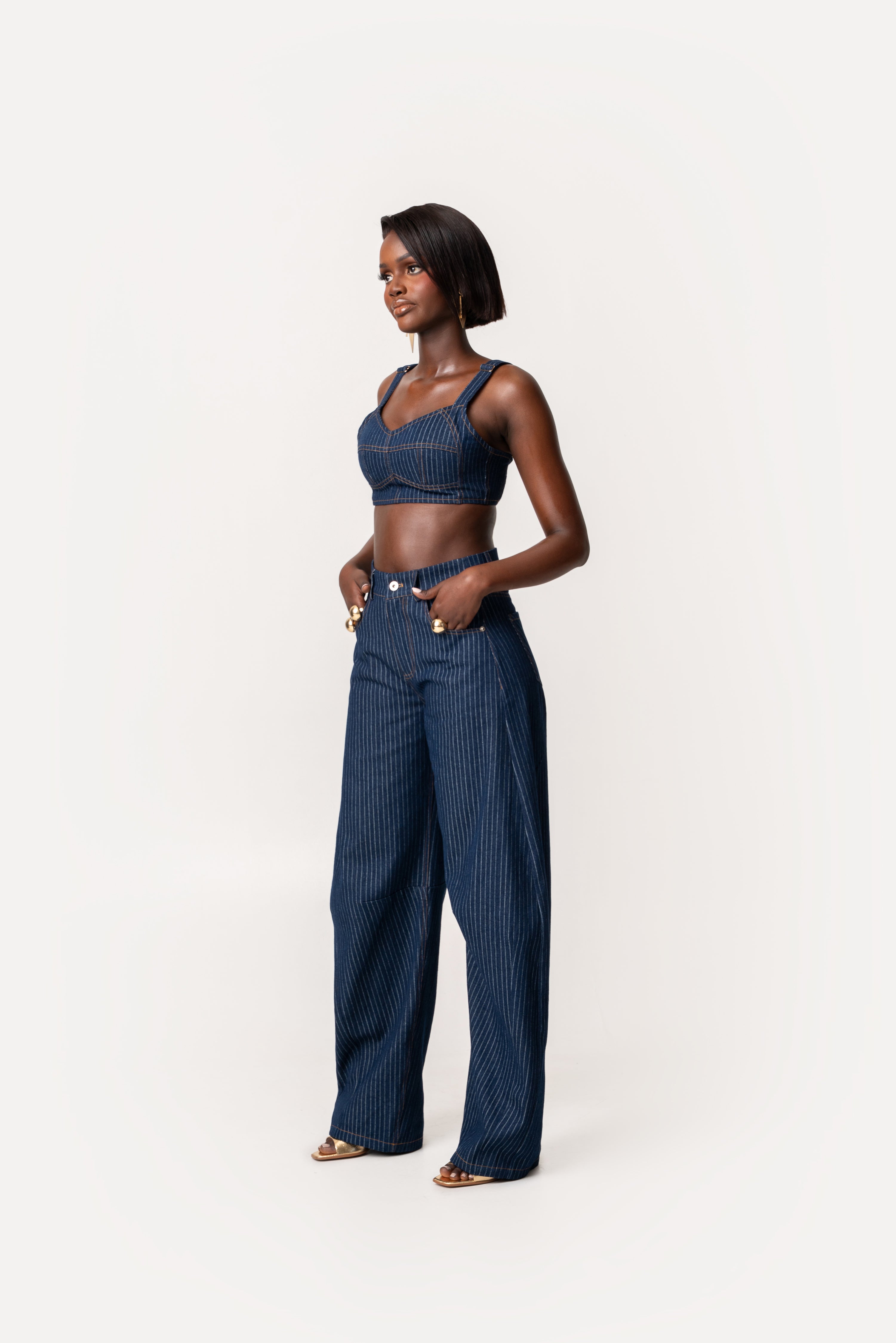 Denim Pinstripe IRA Pants – OFUURE