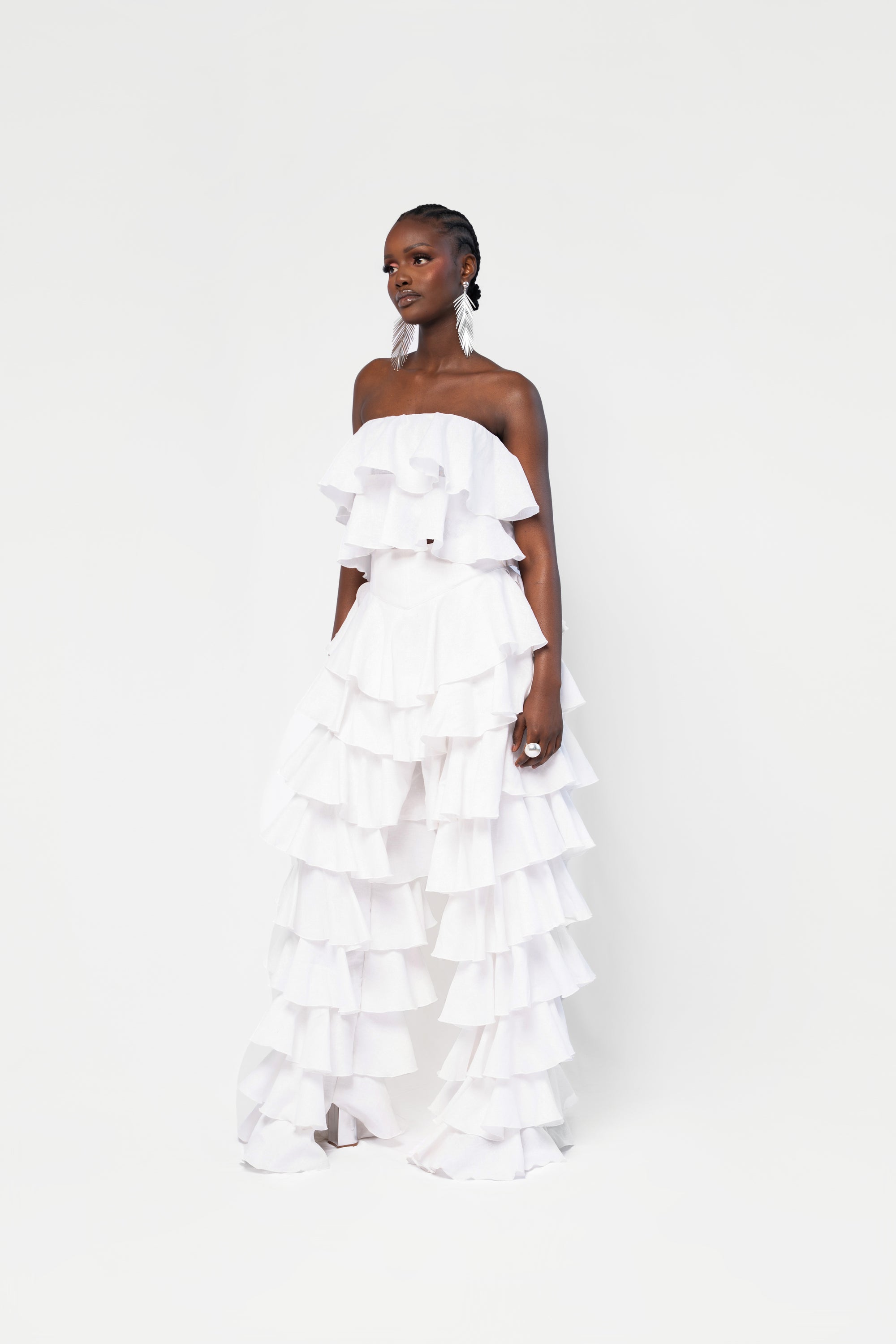 Linen DARIA Ruffle Pants in White