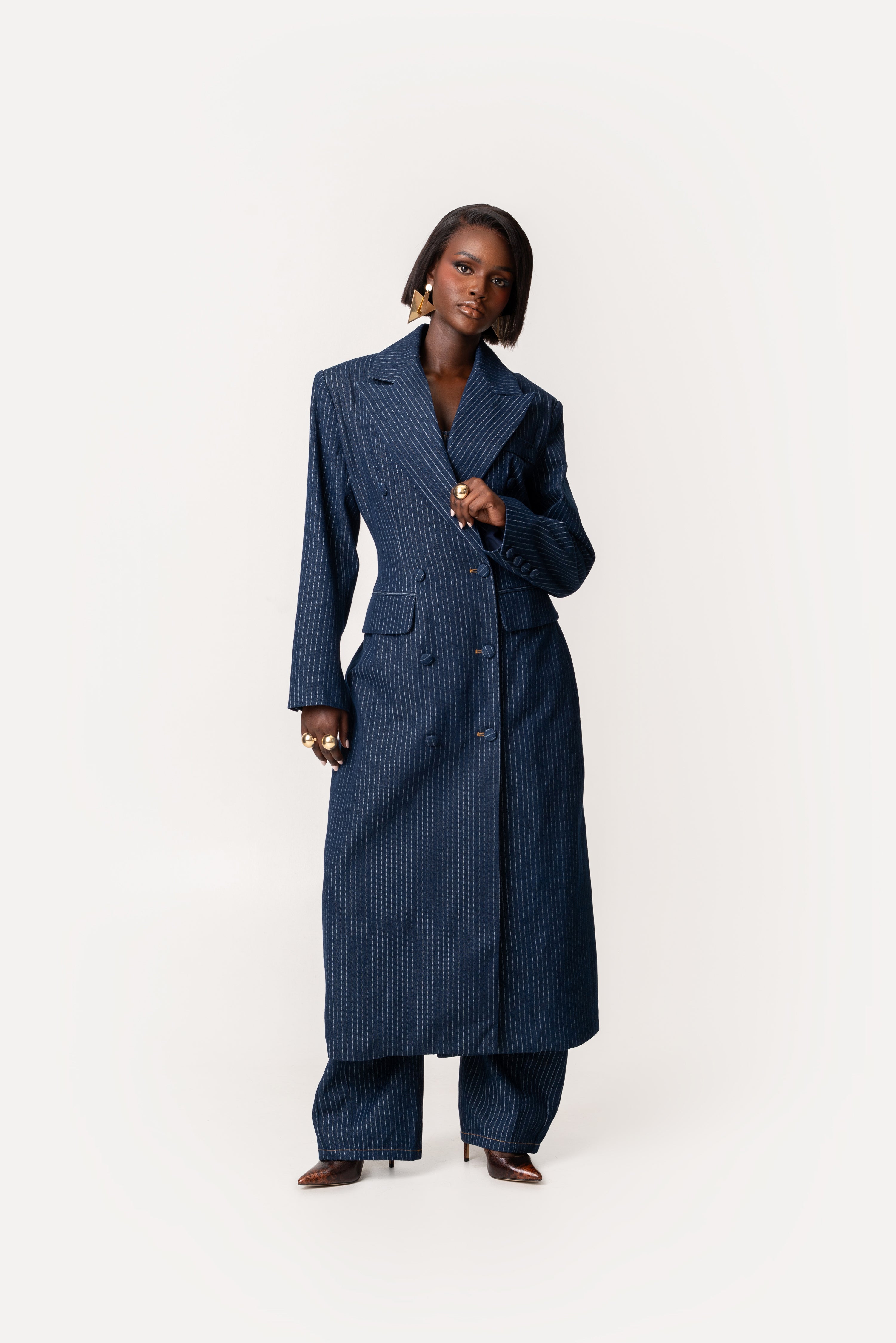 Denim Pinstripe EDEN Long jacket – OFUURE