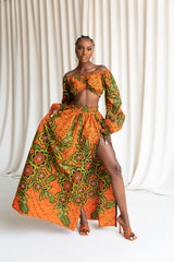 OYIN African Print Long Sleeve Crop Top