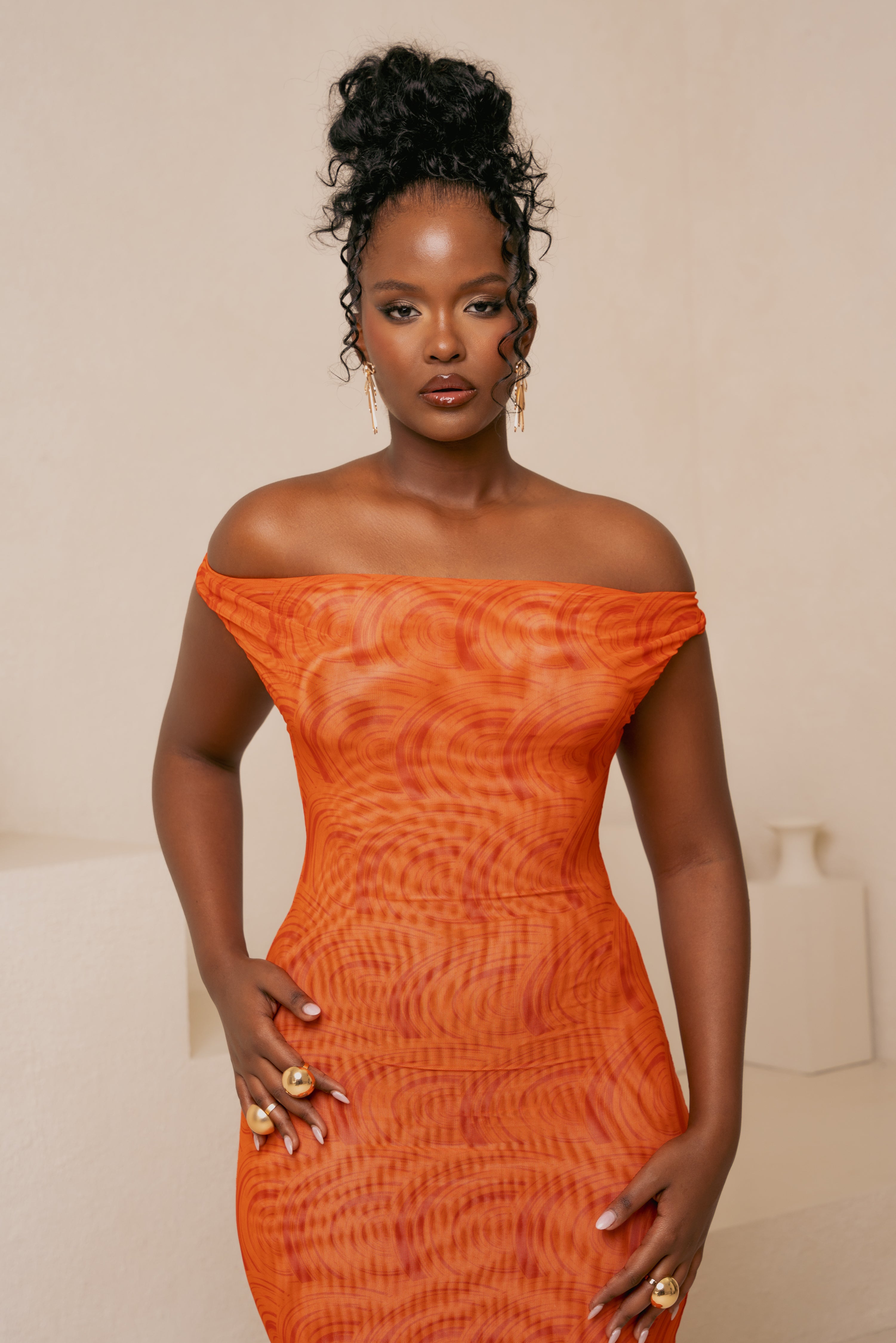 IZA ORANGE COWL MAXI DRESS – OFUURE