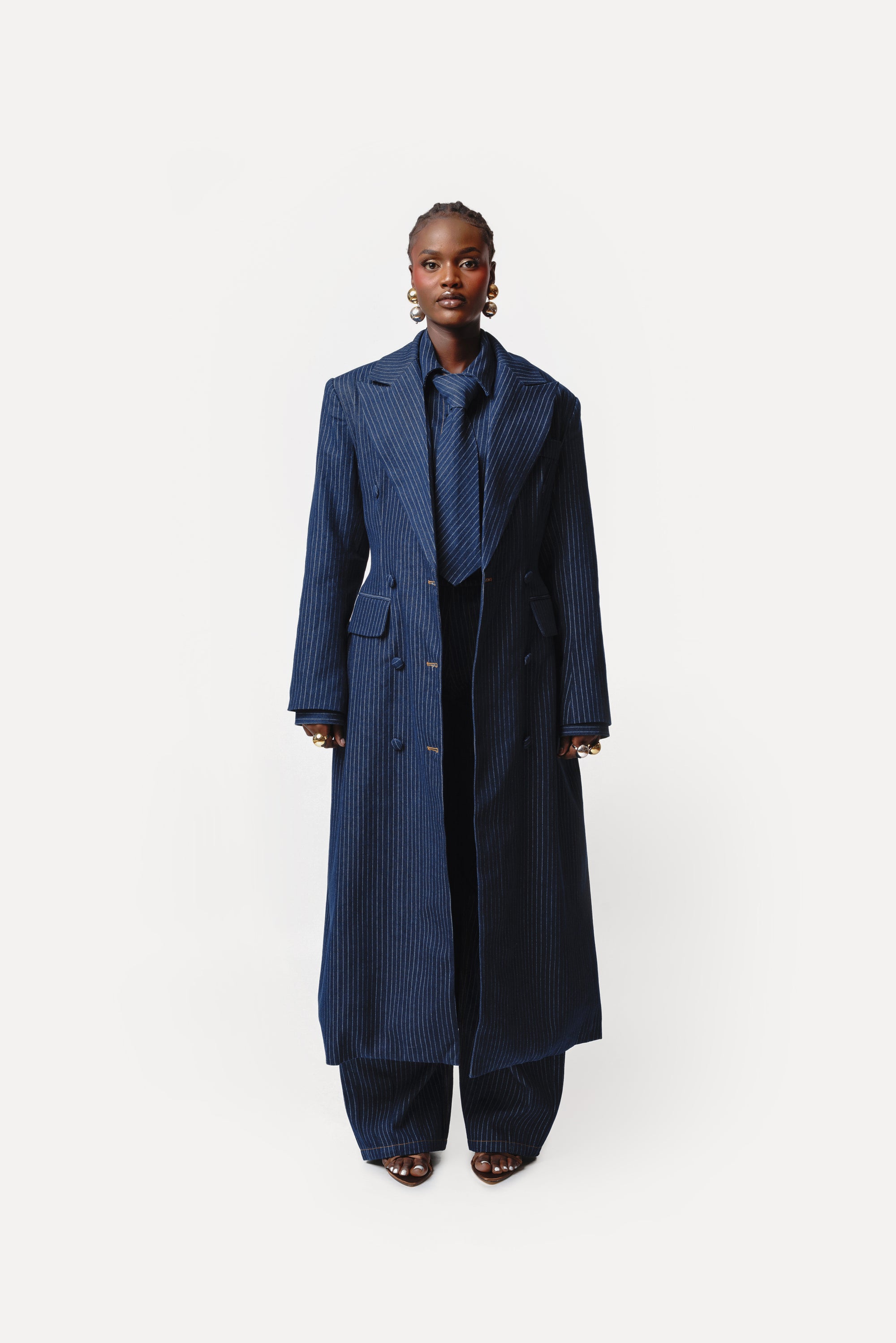 Denim Pinstripe EDEN Long jacket