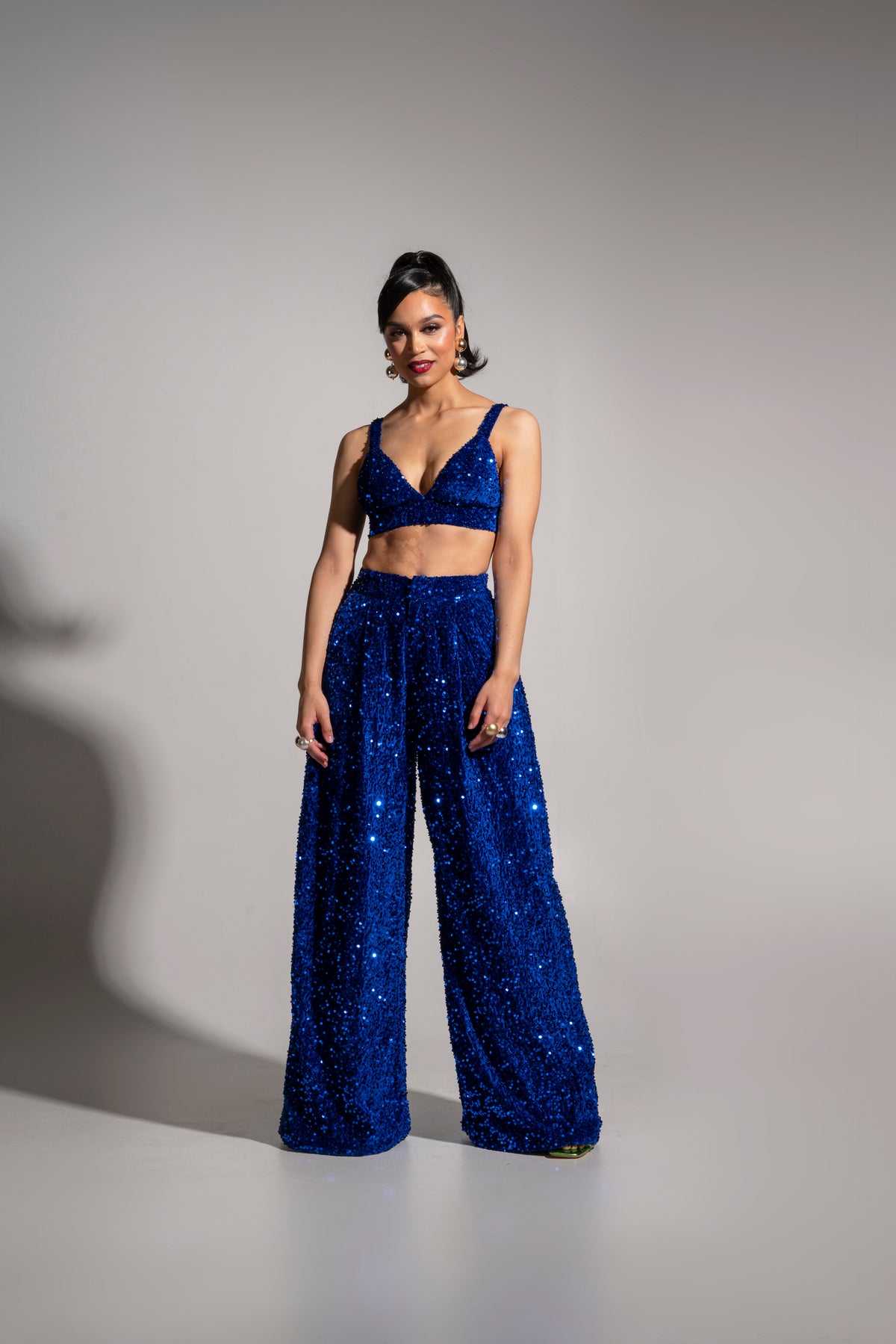 LIZA Sequin Pants in SAPPHIRE – OFUURE