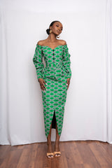 TARA African Print Sweetheart Maxi Dress-sample sale