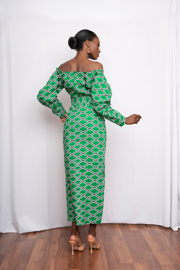 TARA African Print Sweetheart Maxi Dress-sample sale