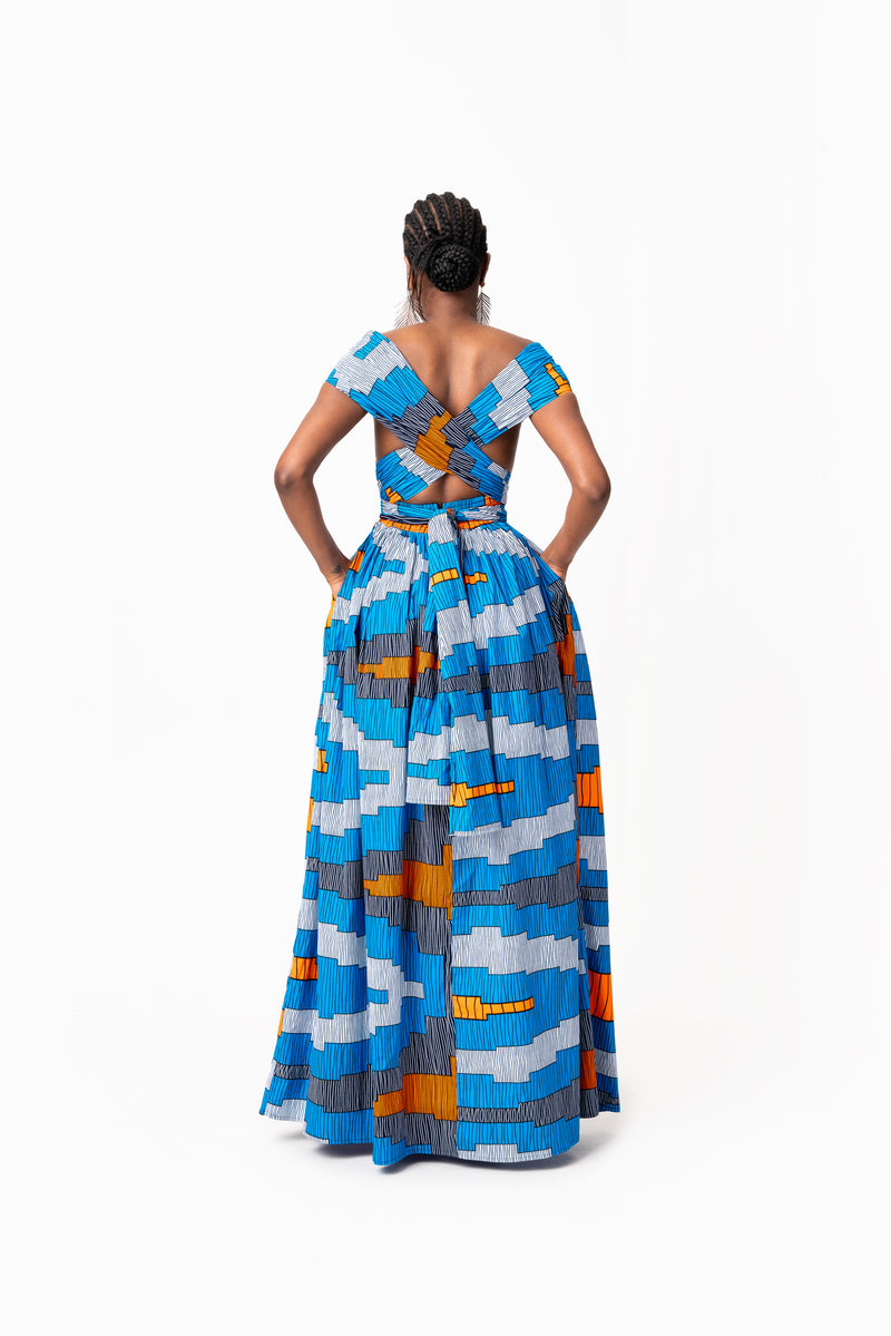 TARA African Print Sweetheart Maxi Dress-sample sale