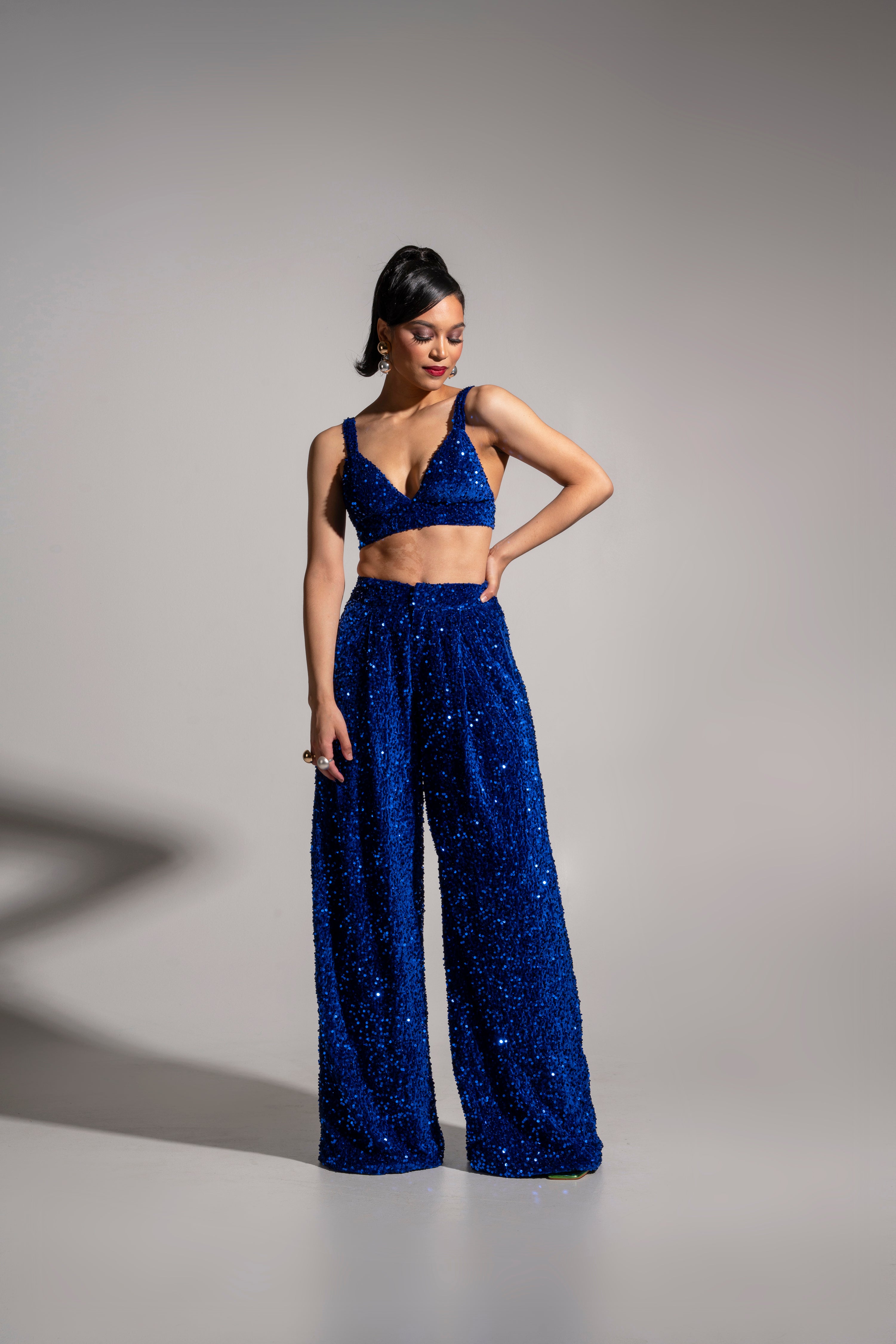 LIZA Sequin Pants in SAPPHIRE – OFUURE