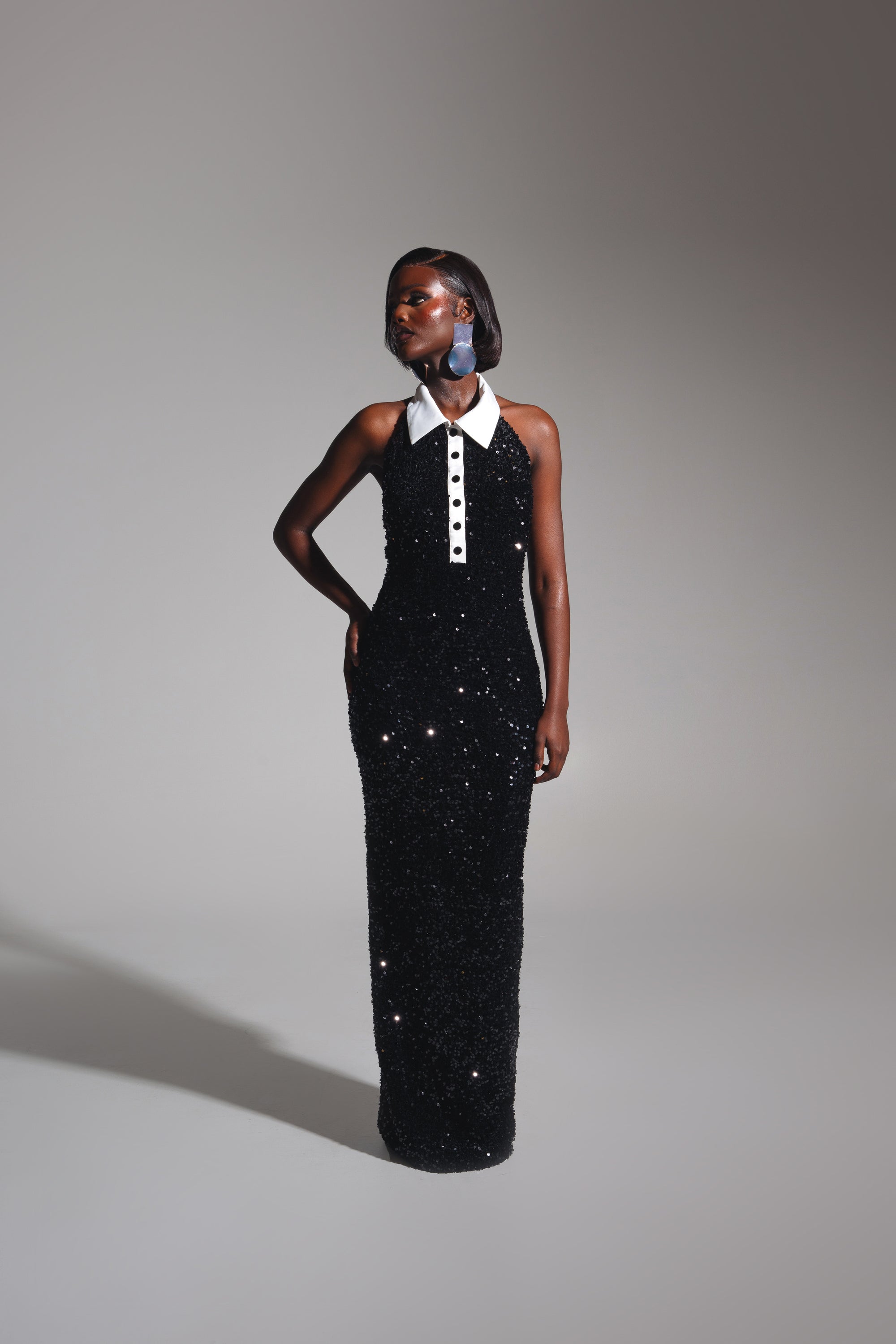 kali keyhole sequin maxi dress in onyx OFUURE | Dresses | Kali Keyhole Sequin Maxi Dress In Onyx