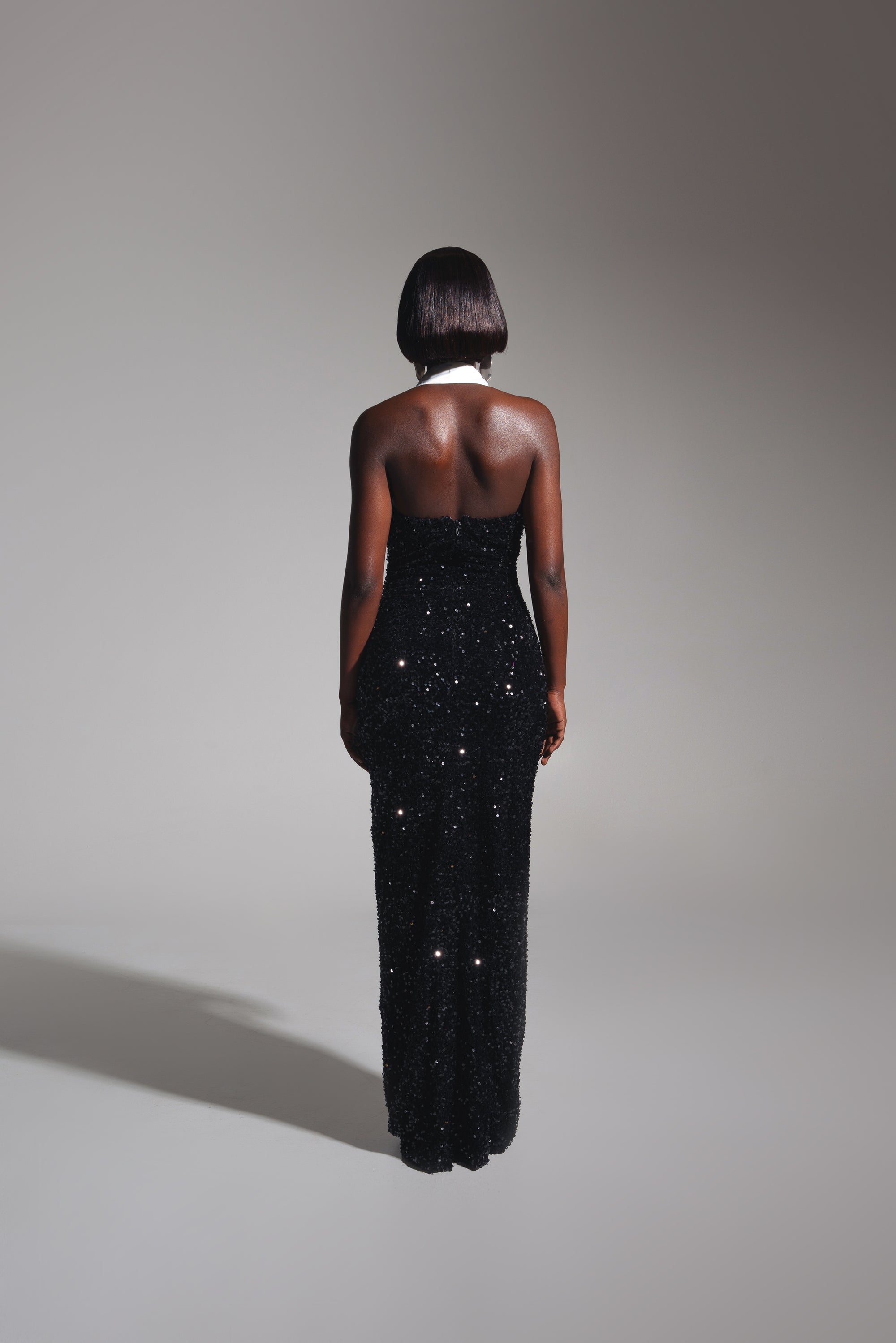 RIA Halter Sequin Maxi Dress in ONYX – OFUURE RIA Halter Sequin Maxi Dress in ONYX – OFUURE