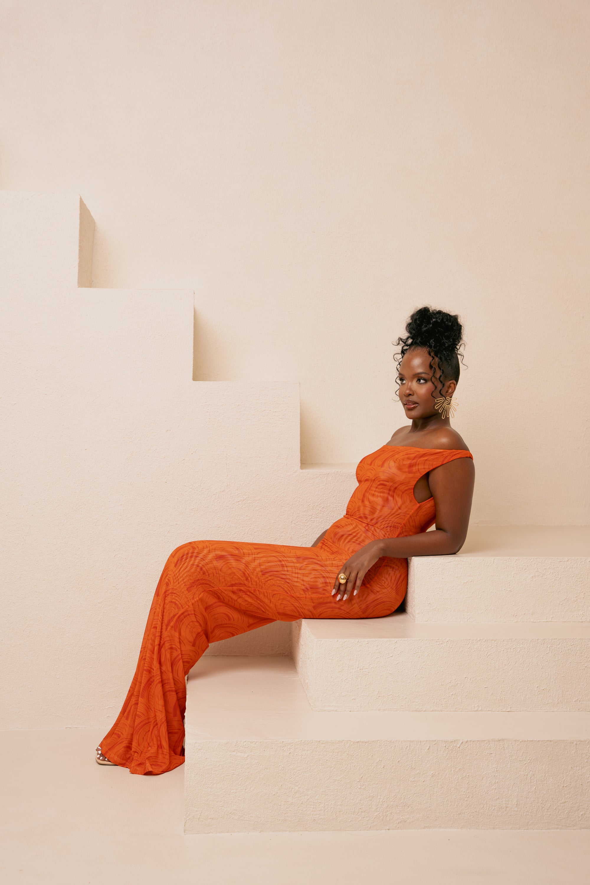 orange vintage bridesmaid dresses Vintage Rust Bridesmaid Dresses With Puff Sleeves