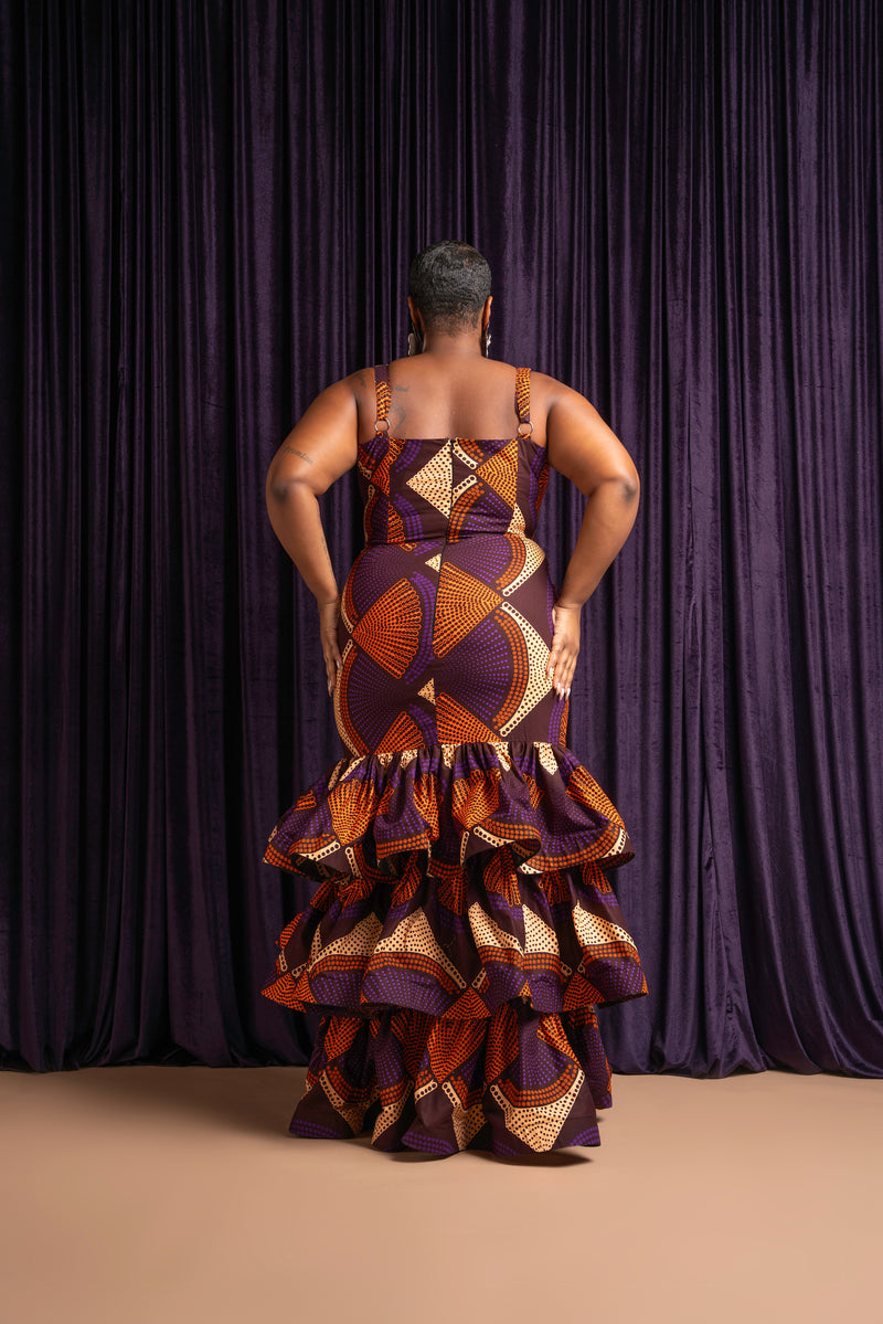 DORA African Print Layered Mermaid Dress