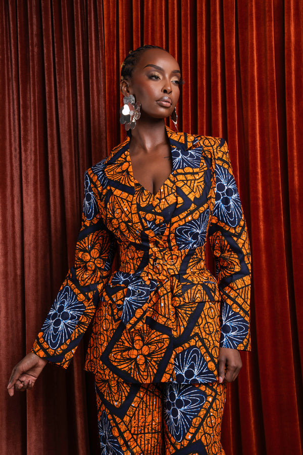 ZEZE African print Pantsuit BLAZER