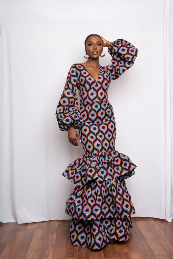 TIMI African Print Mermaid Dress-sample sale