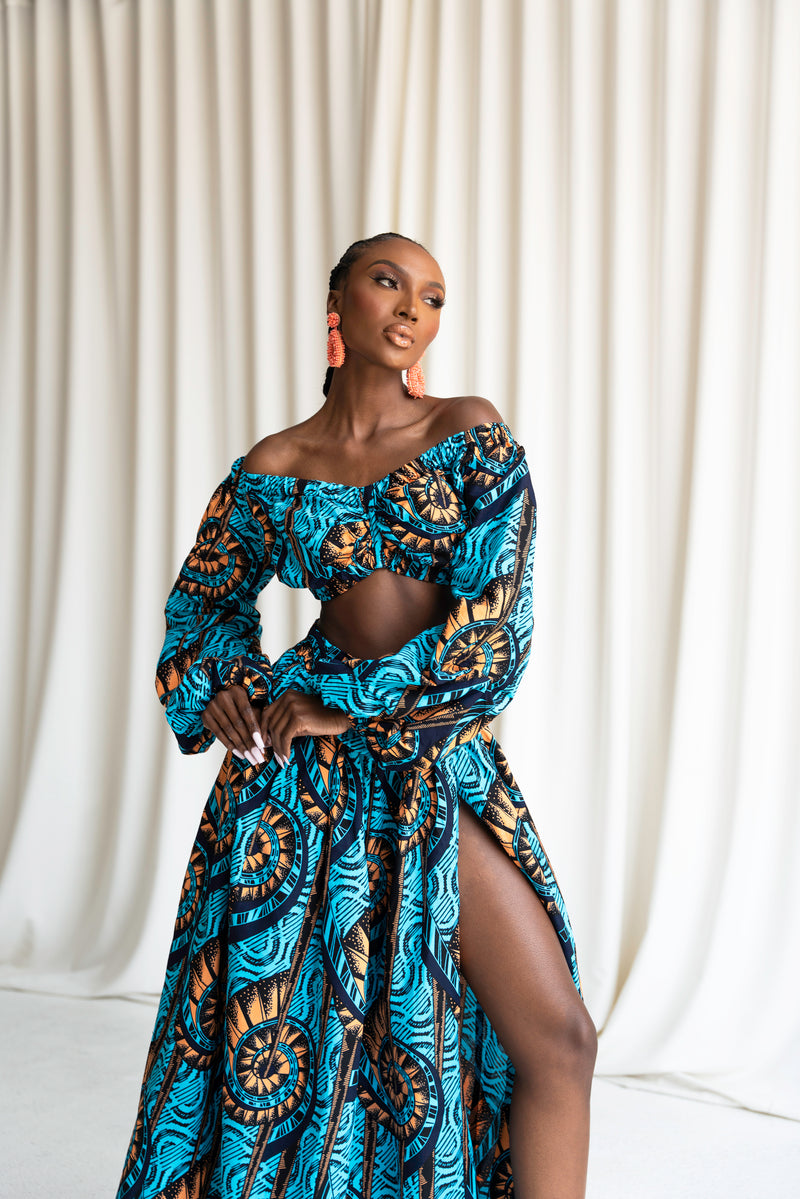 BISI African Print Maxi Skirt