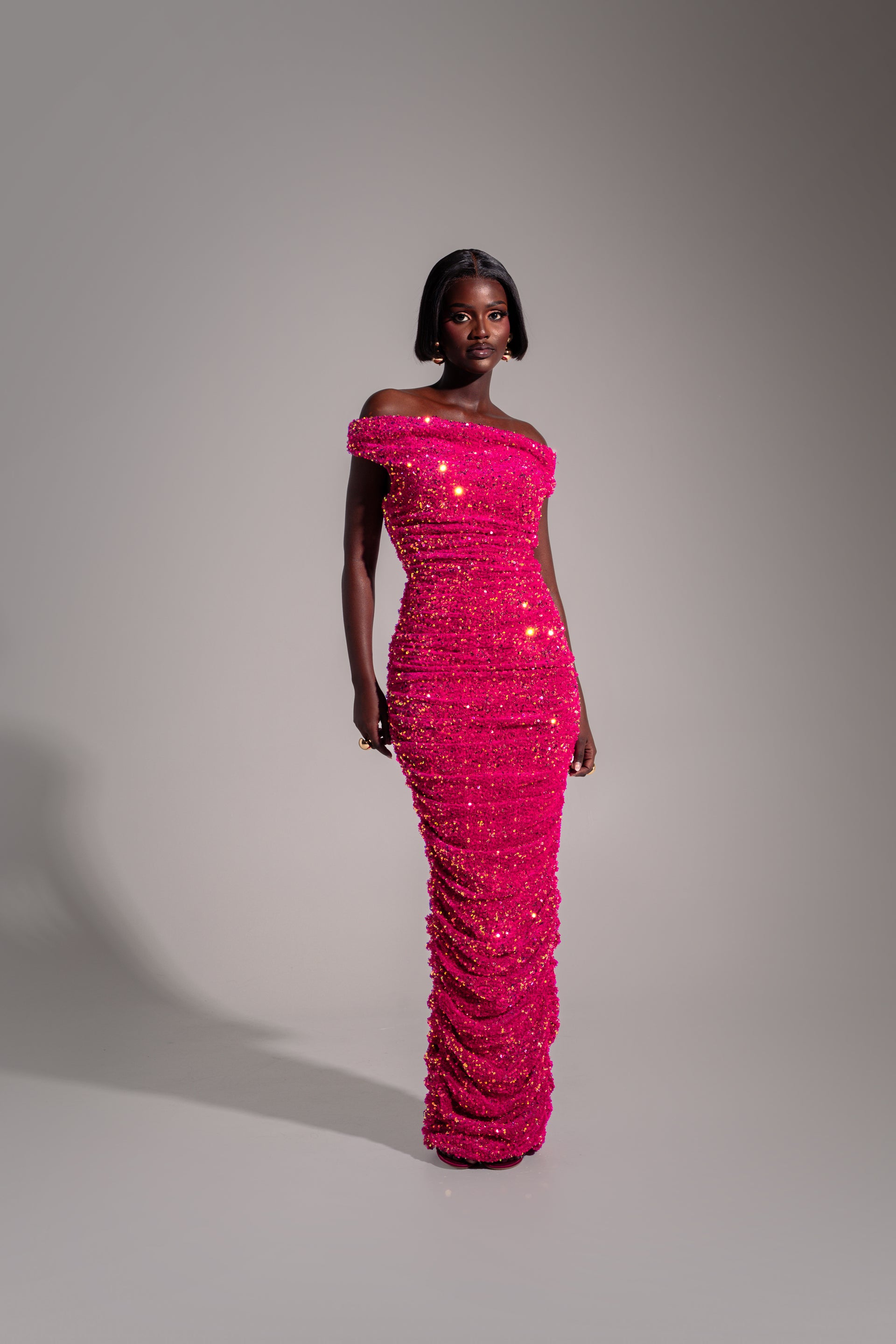 JESS Sequin Maxi Dress in Pink Spinel – OFUURE